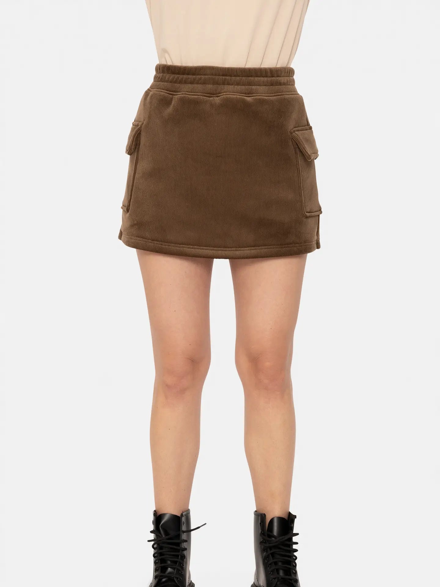 Chocolate Corduroy Cargo Skort