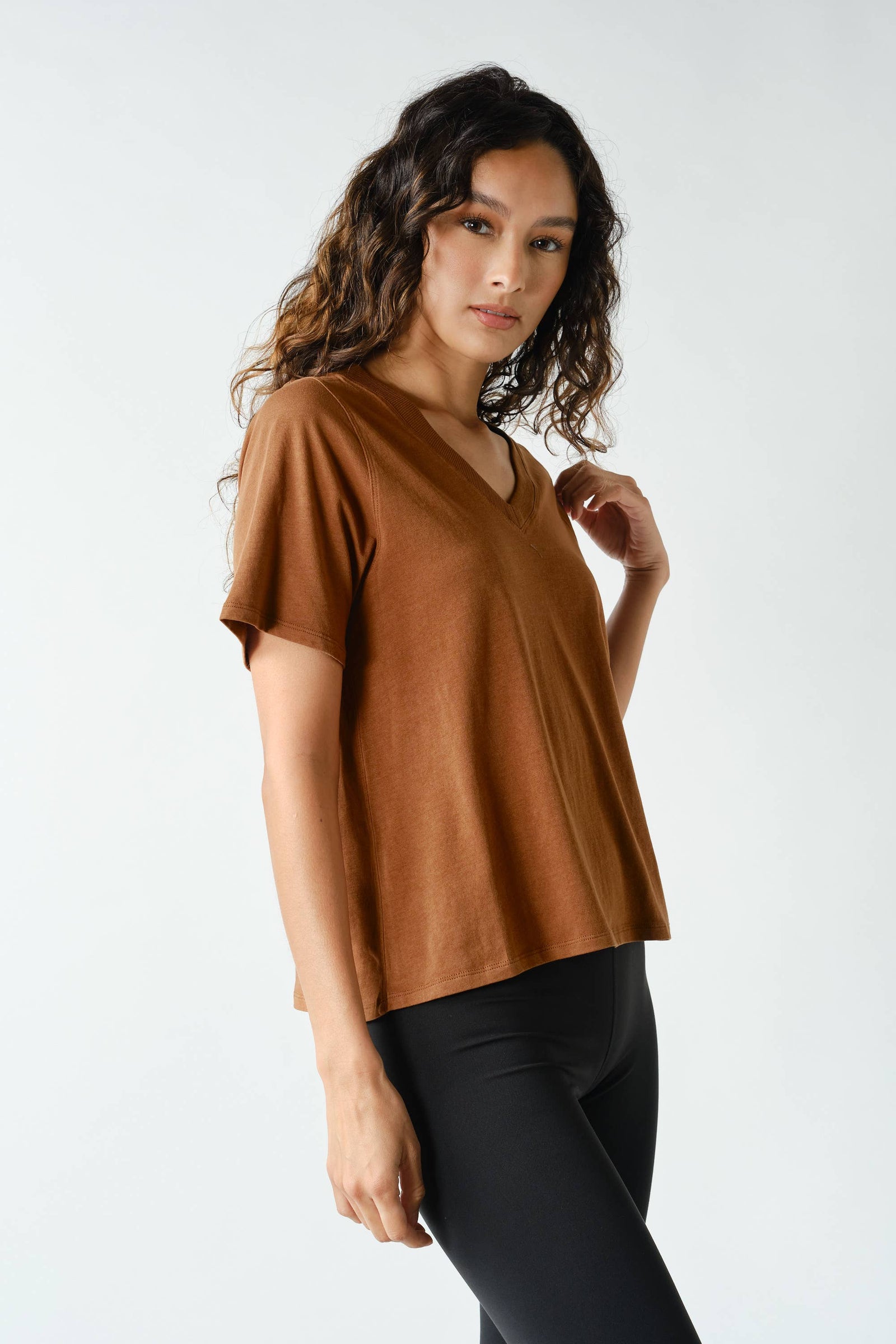 Pima Cotton Blend V-Neck Tee