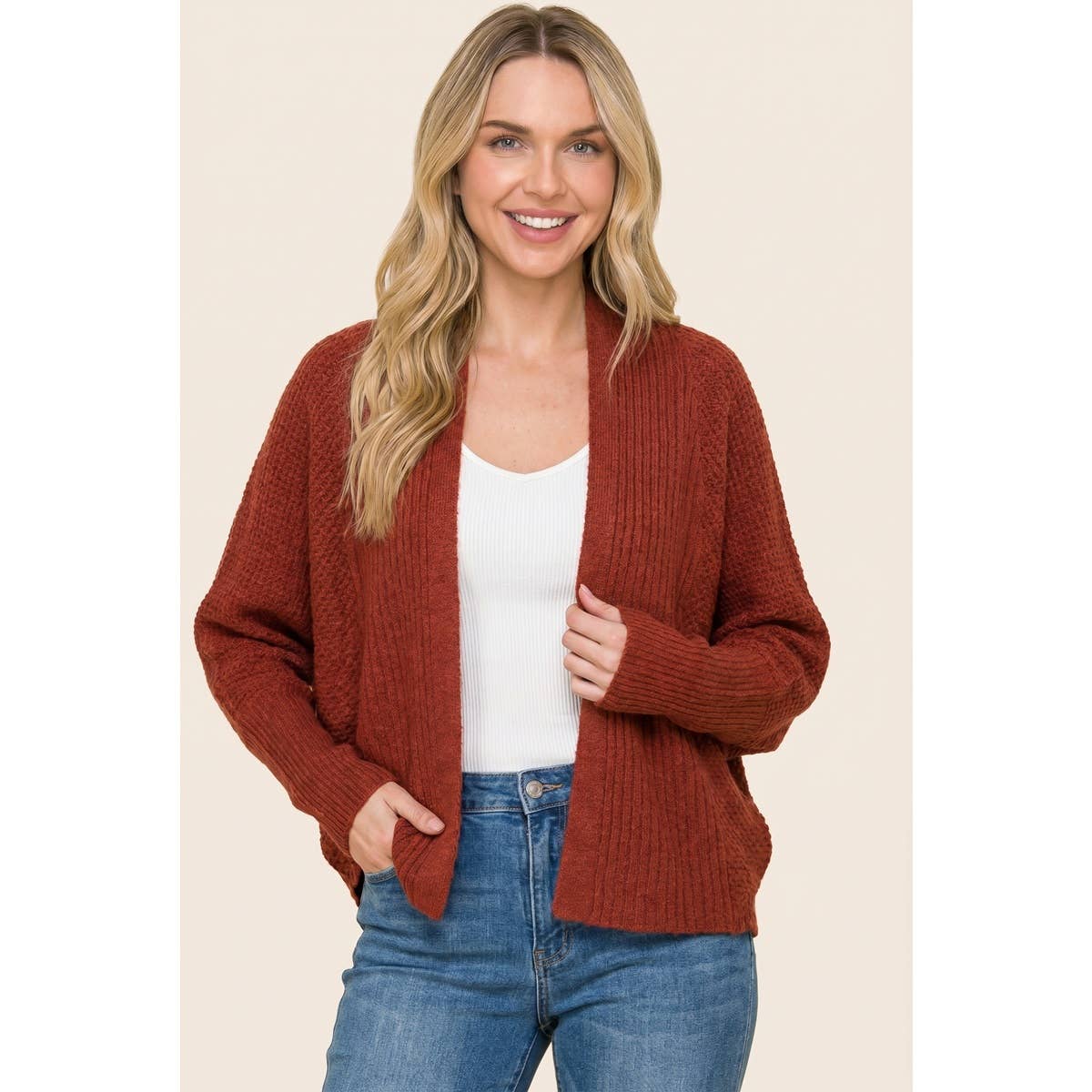 Waffle Weave Dolman Cardigan