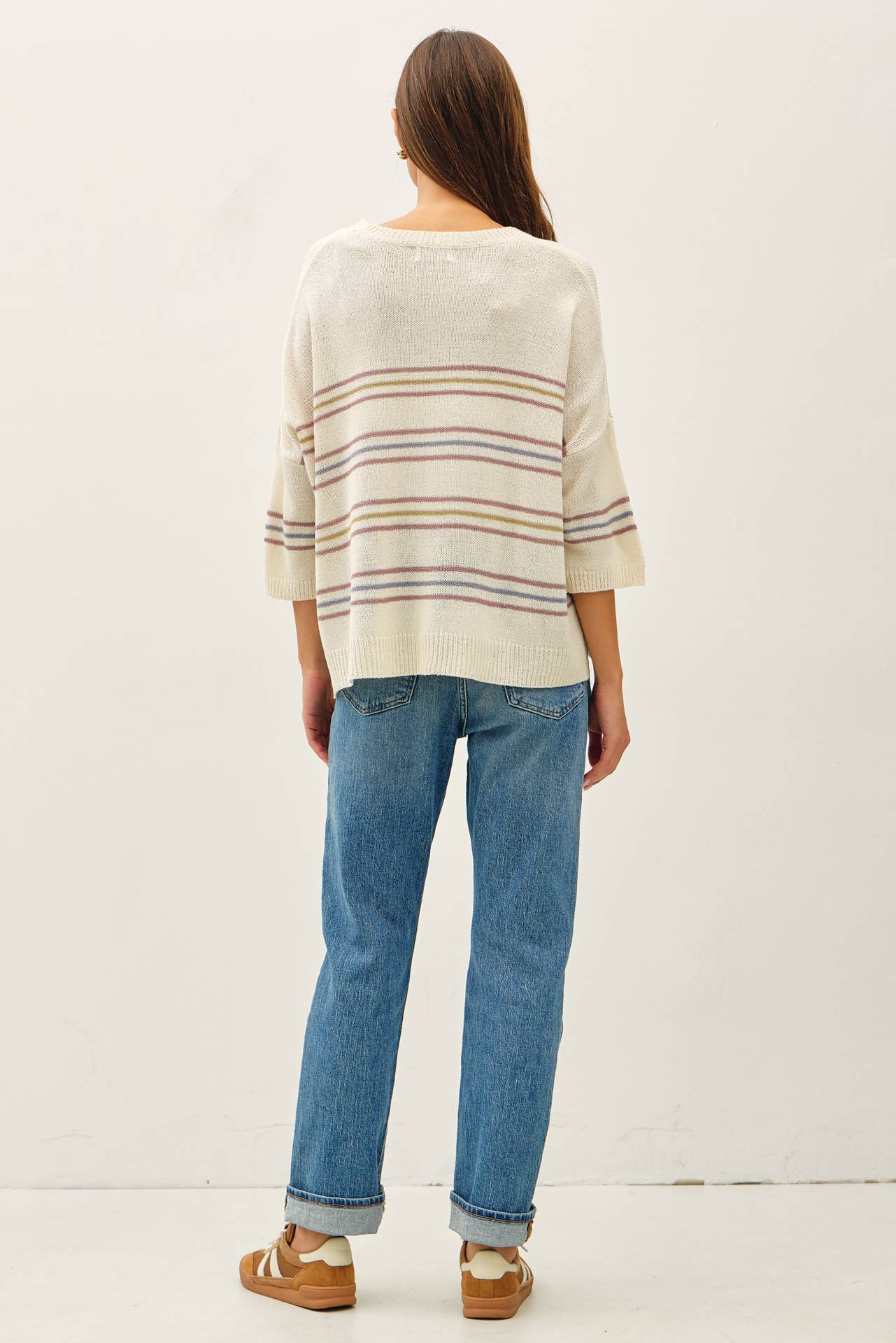 Slouchy Drop Shoulder Stripe Sweater