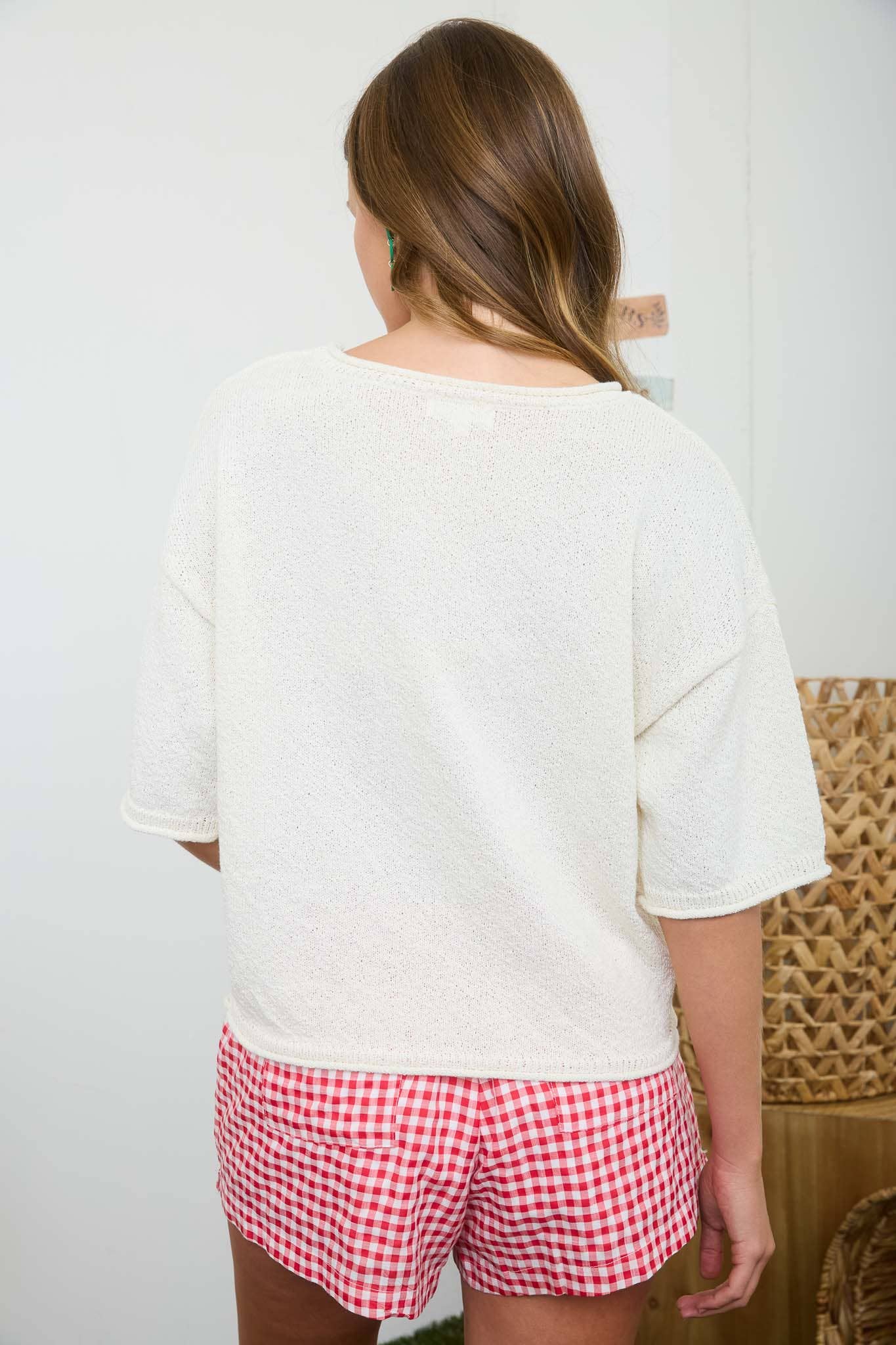 Raw Edge Boxy Knit Top