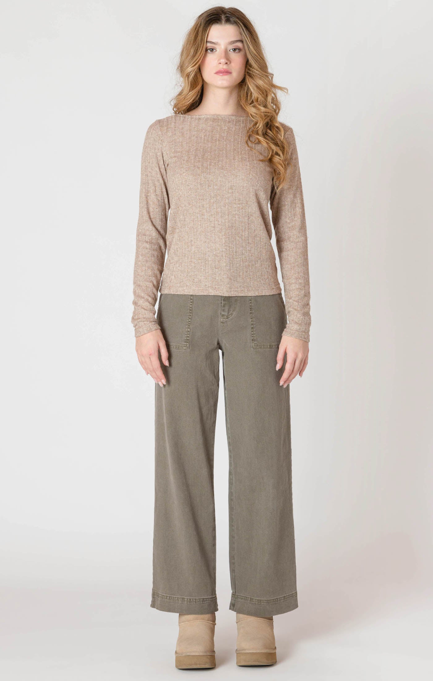 Khaki Green Straight Leg Pants
