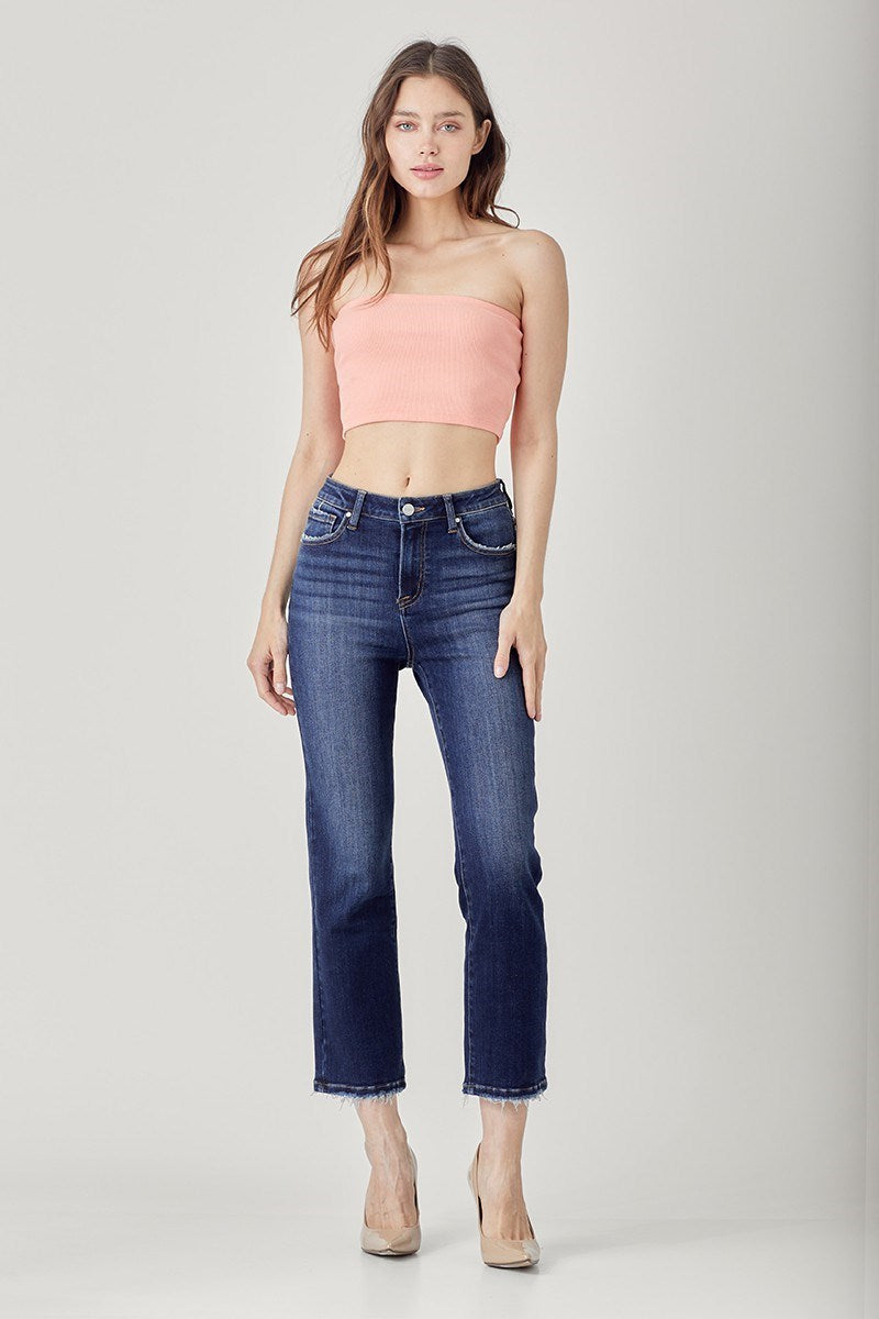 Dark Straight Kick Flare Jeans
