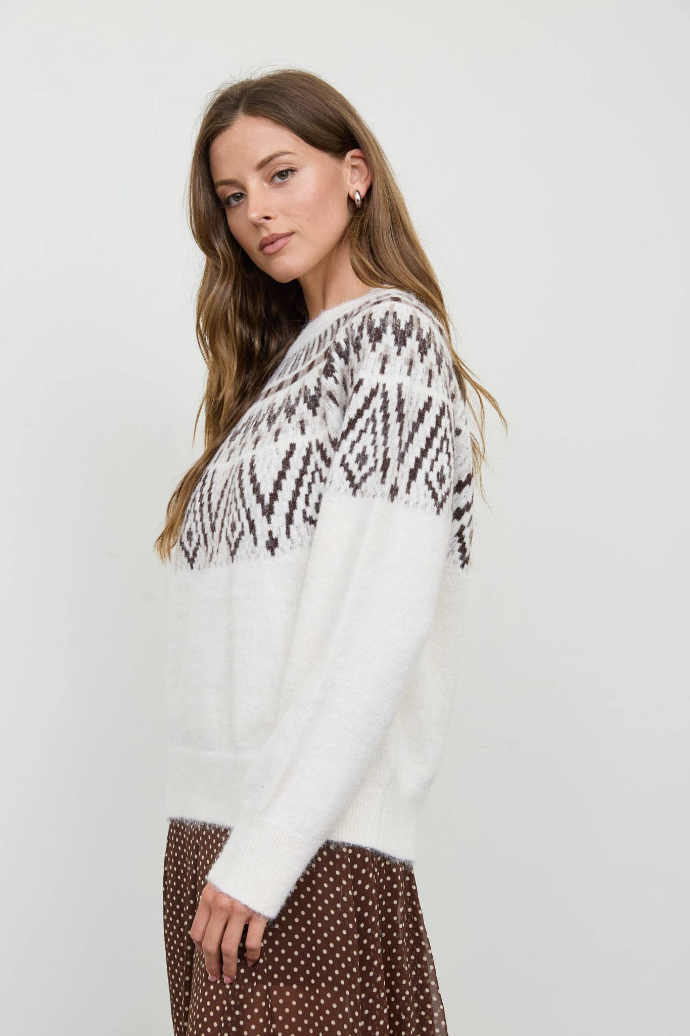 Cream Fair Isle Knit Sweater