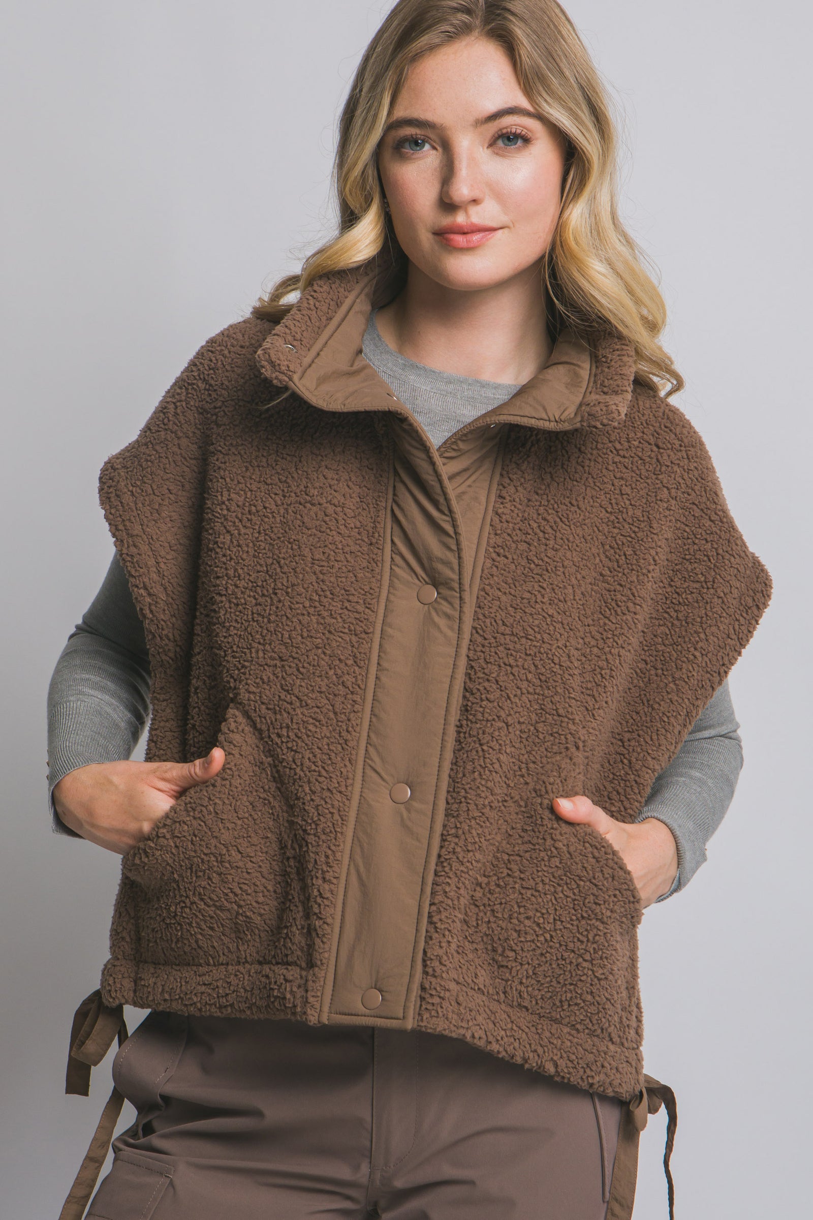 Tie Up Crop Fleece Vest