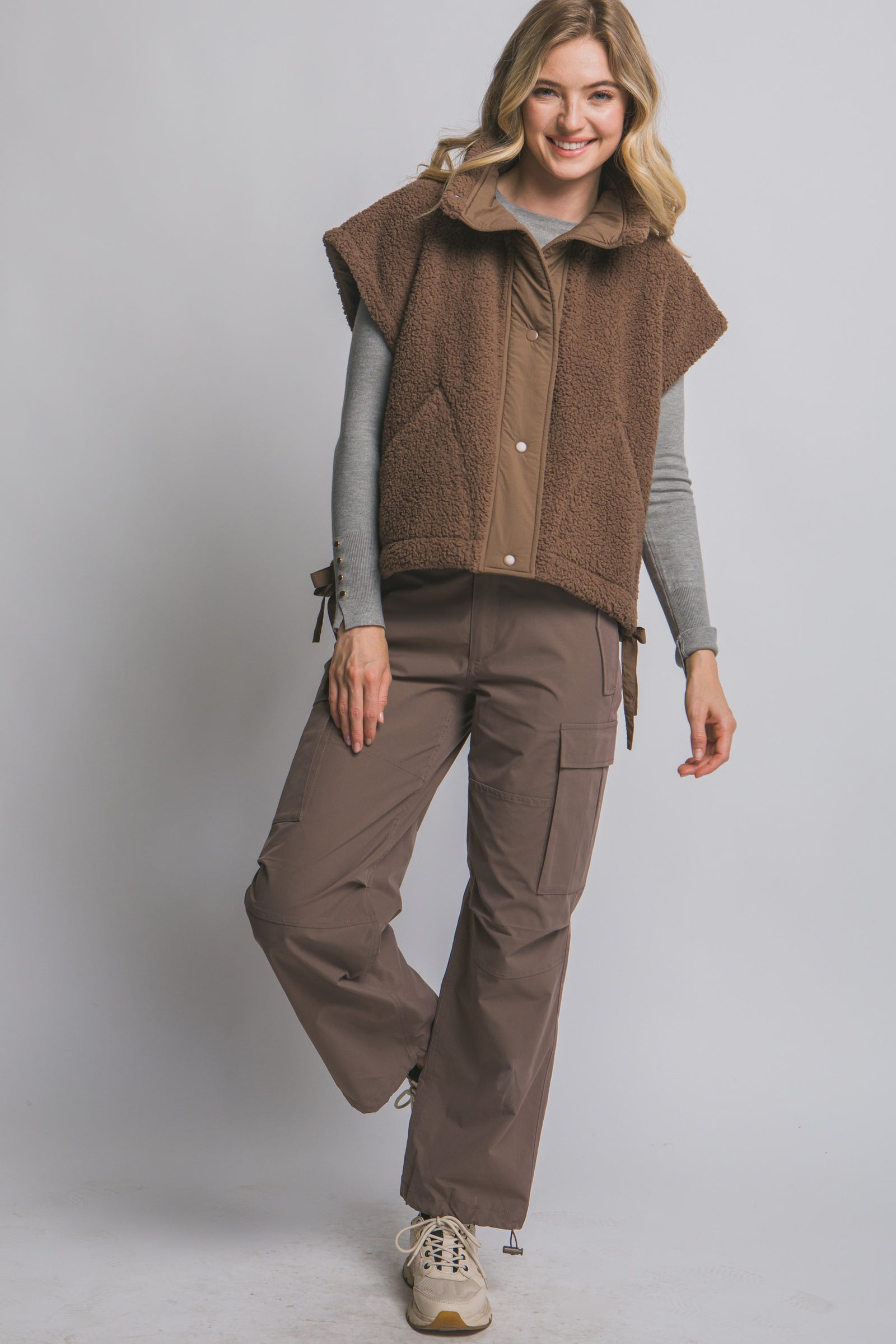 Tie Up Crop Fleece Vest
