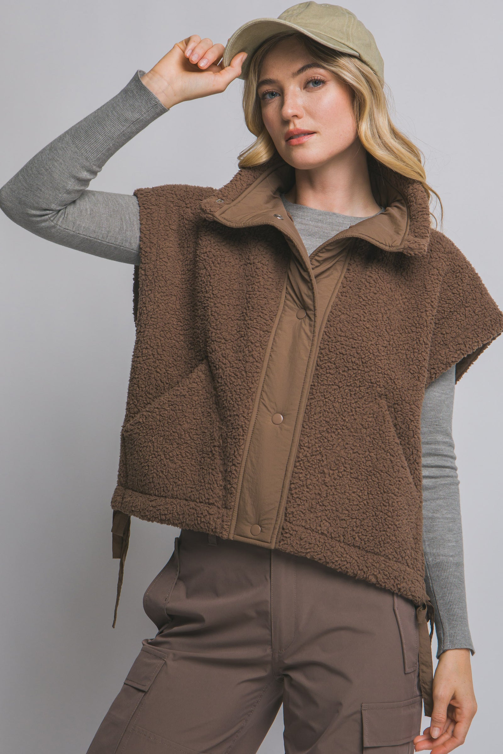 Tie Up Crop Fleece Vest