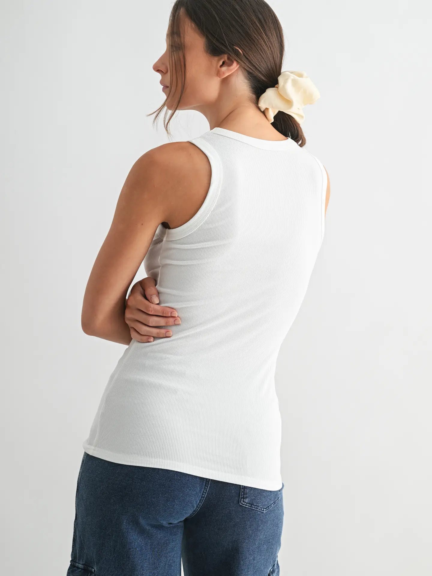 High Neck Micro Ribbed Tank