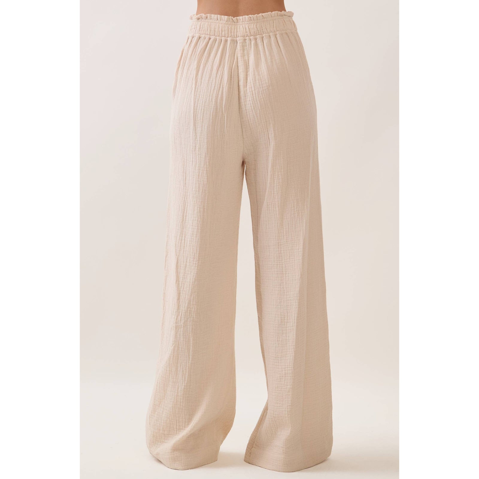 Cotton Double Gauze Wide Leg Pants