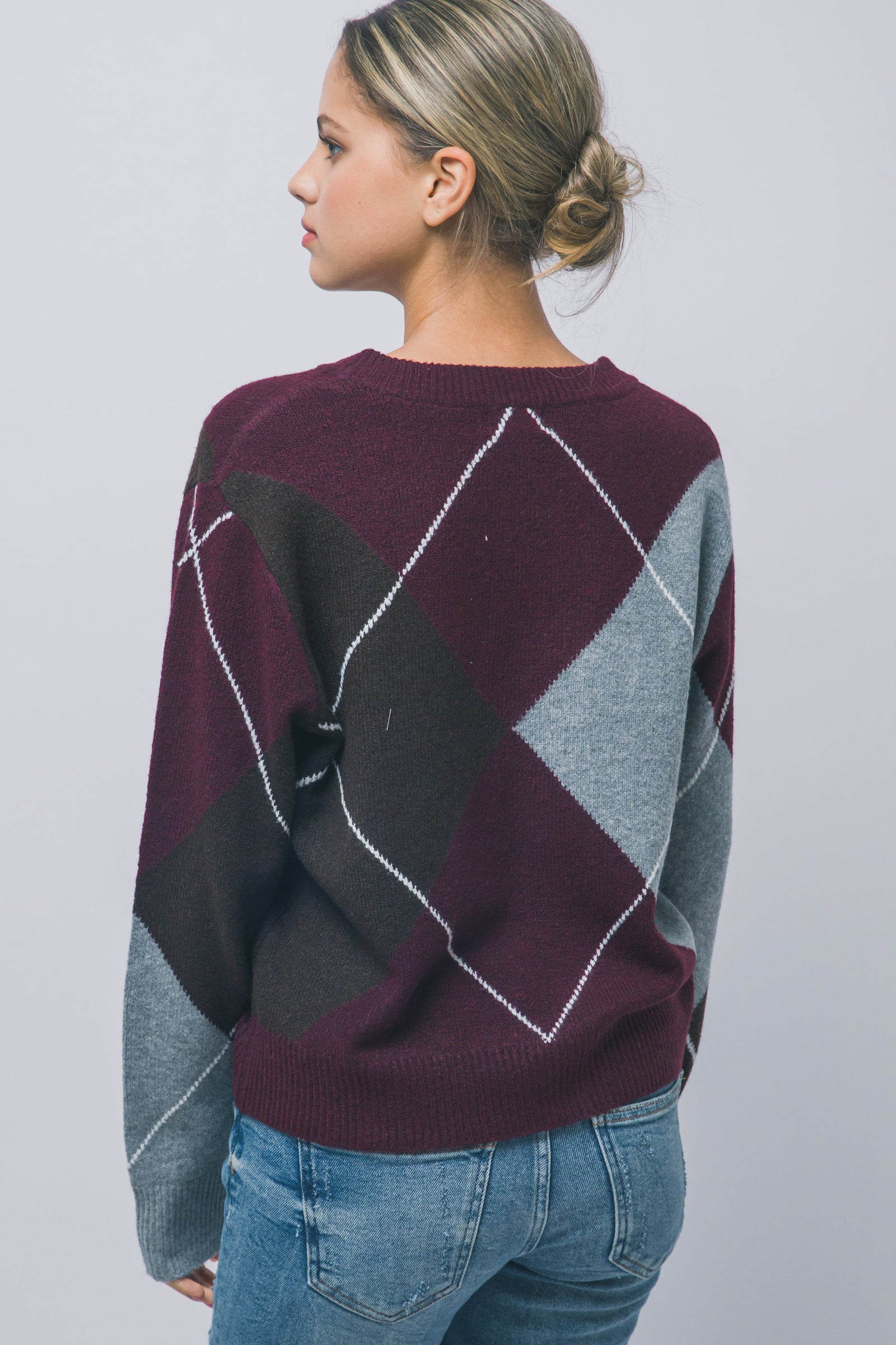 Argyle V-Neck Sweater