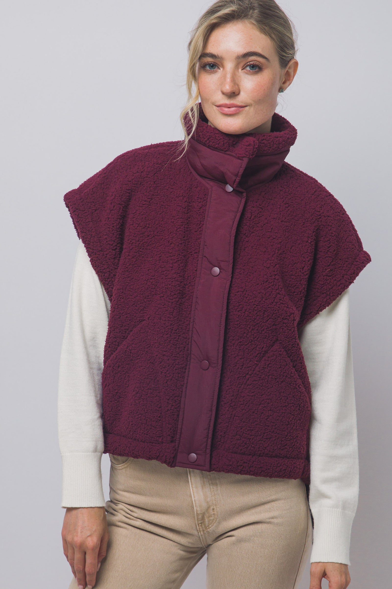 Tie Up Crop Fleece Vest