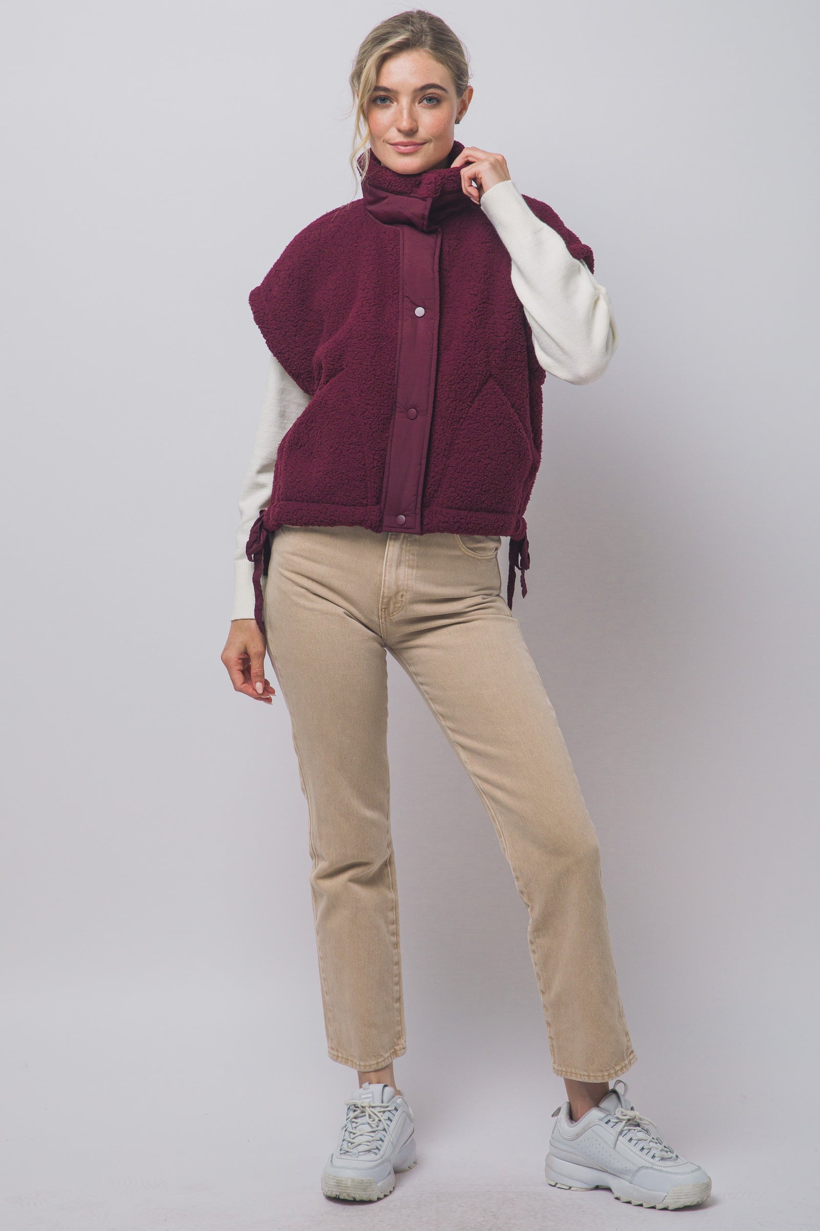 Tie Up Crop Fleece Vest