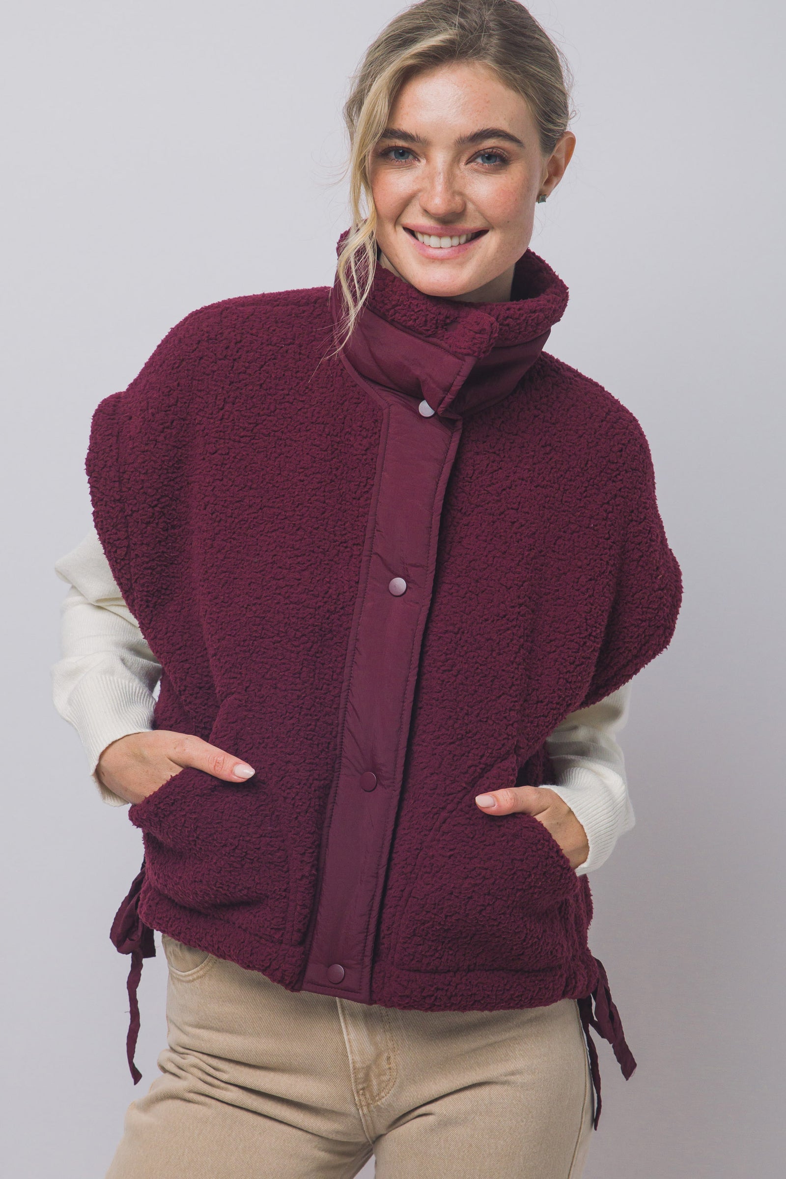Tie Up Crop Fleece Vest