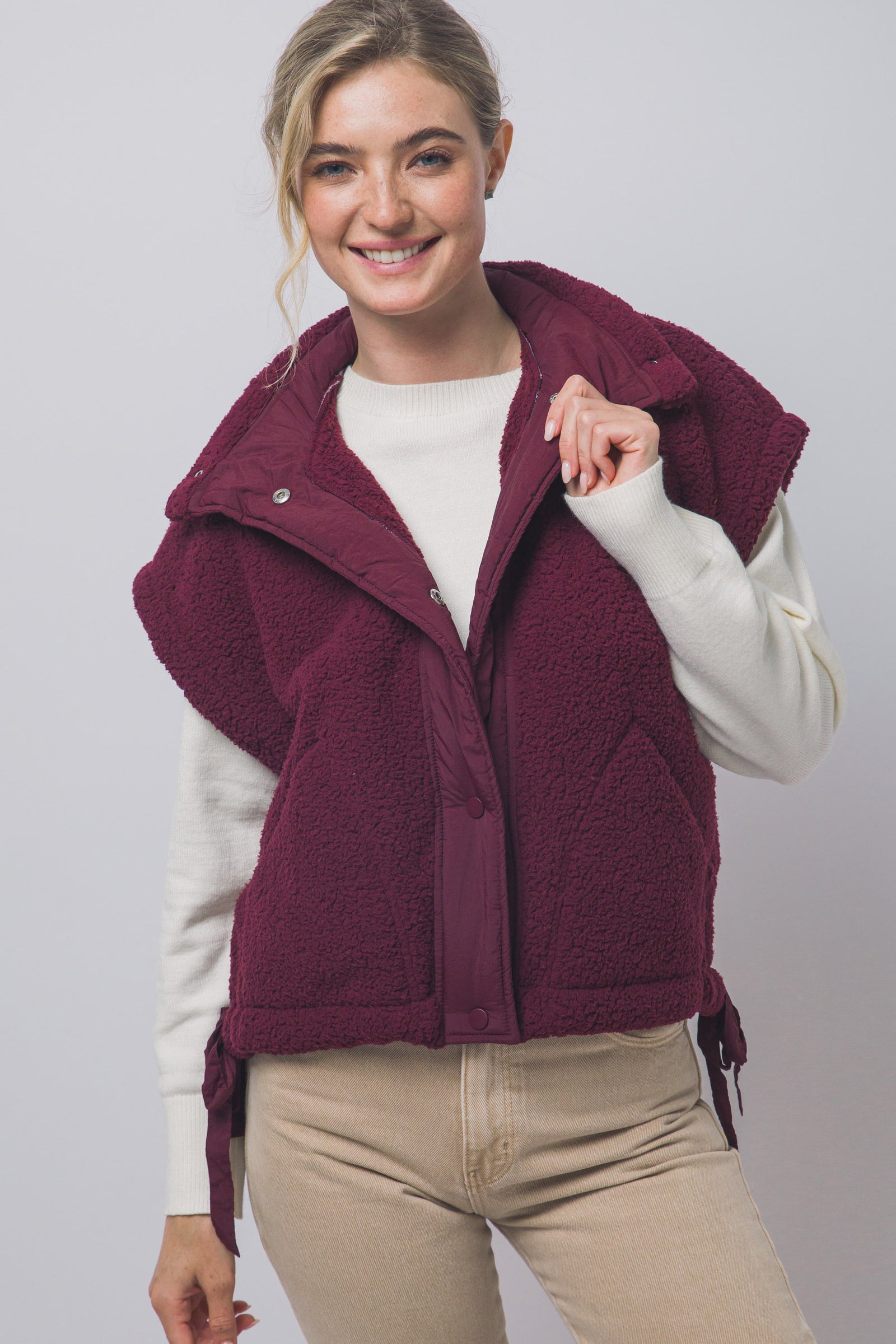 Tie Up Crop Fleece Vest
