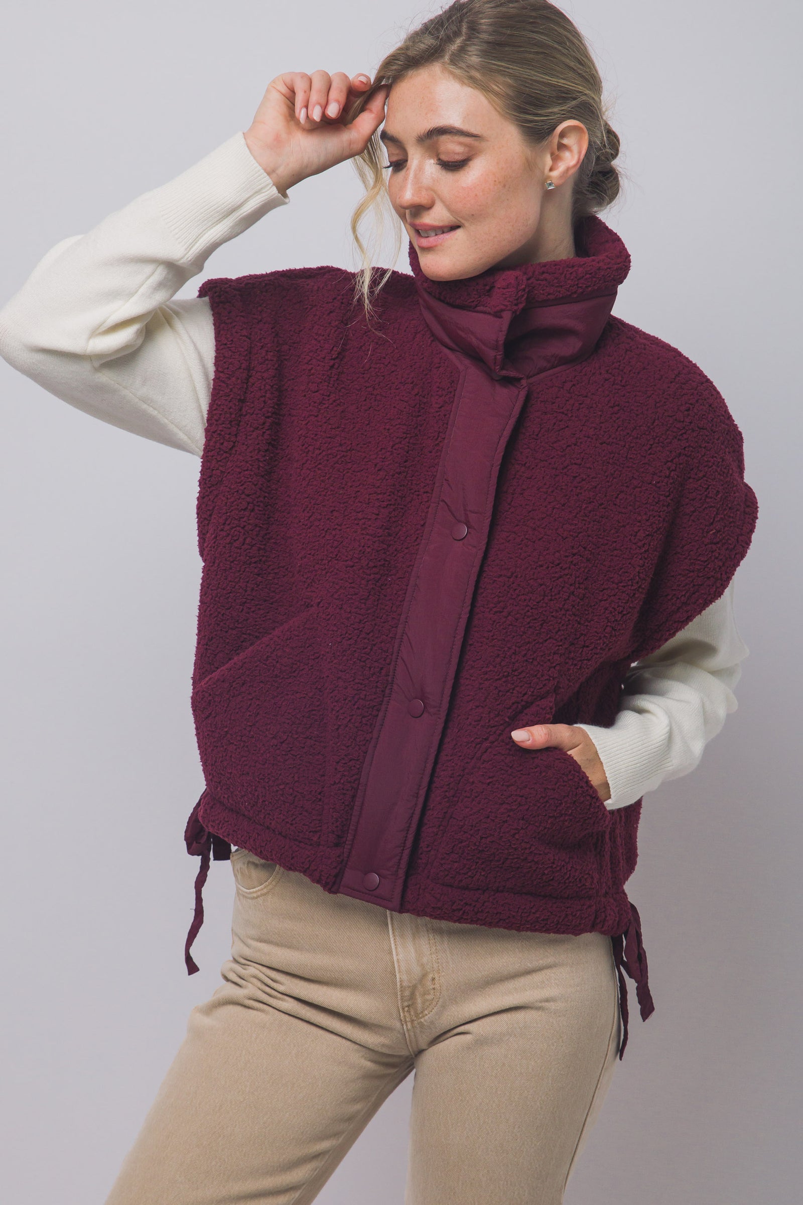 Tie Up Crop Fleece Vest