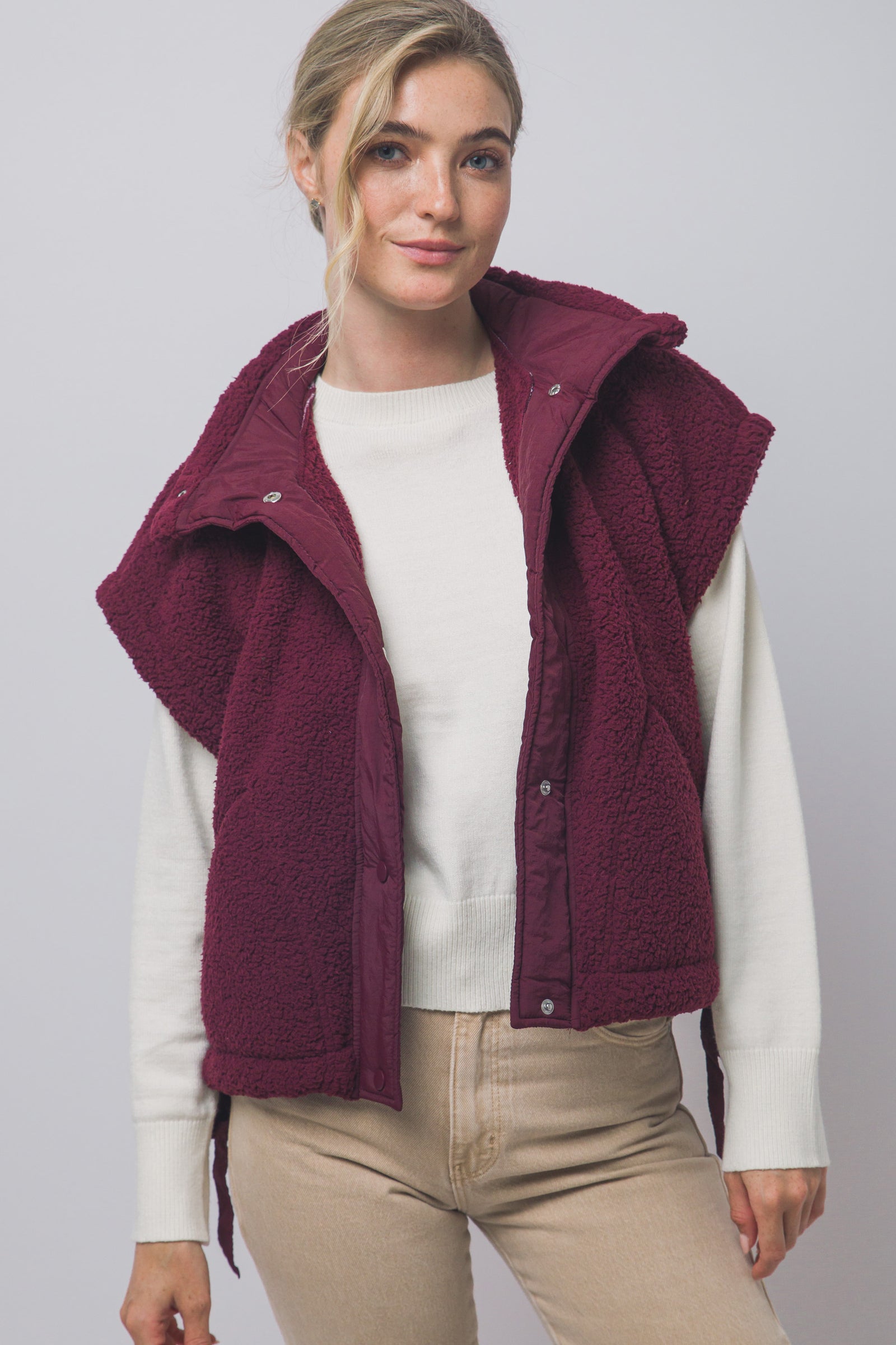 Tie Up Crop Fleece Vest