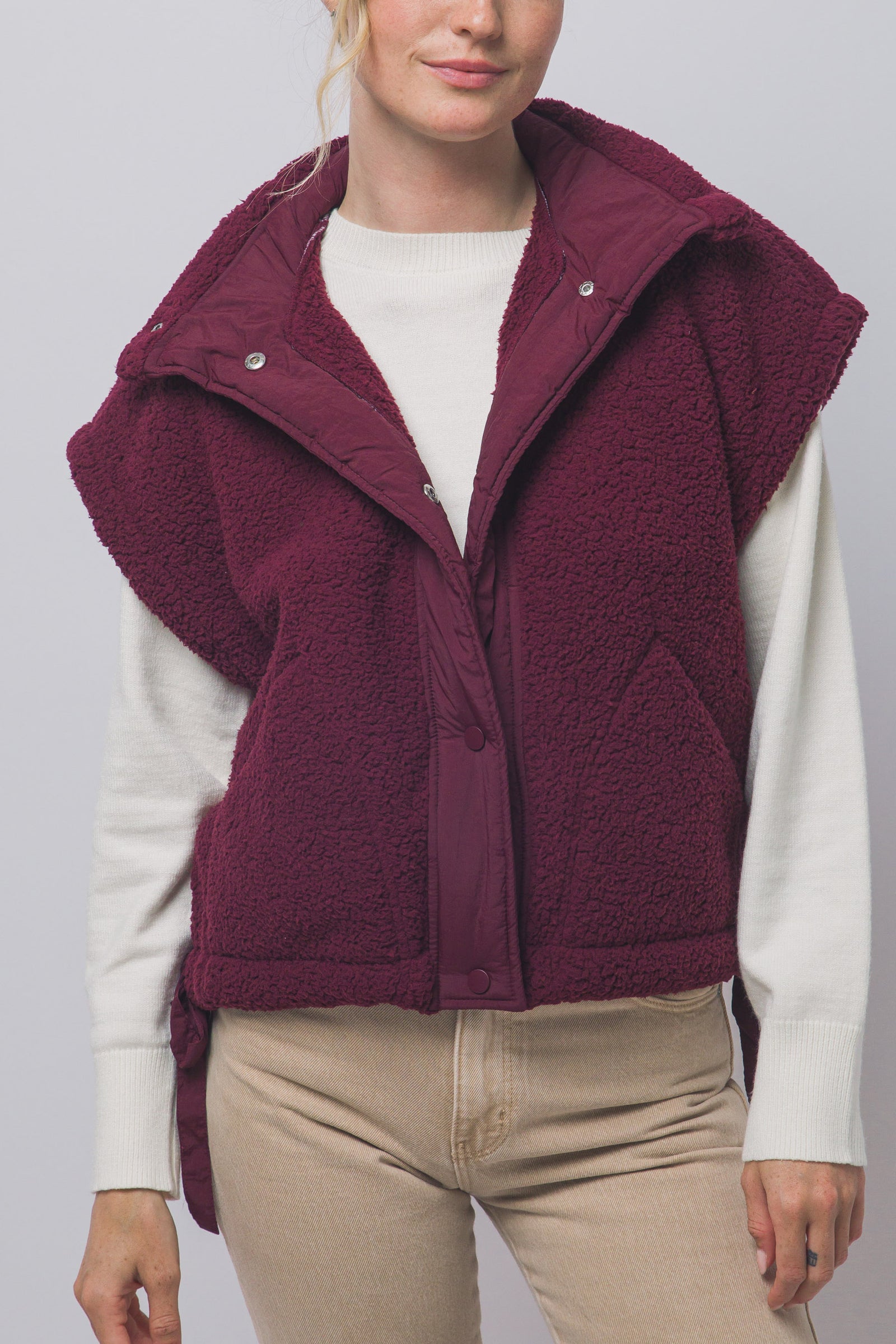 Tie Up Crop Fleece Vest