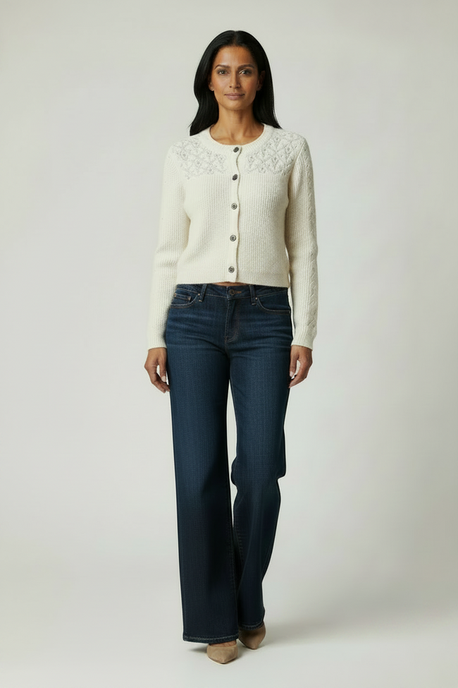 Off-White Crochet Button Cardi