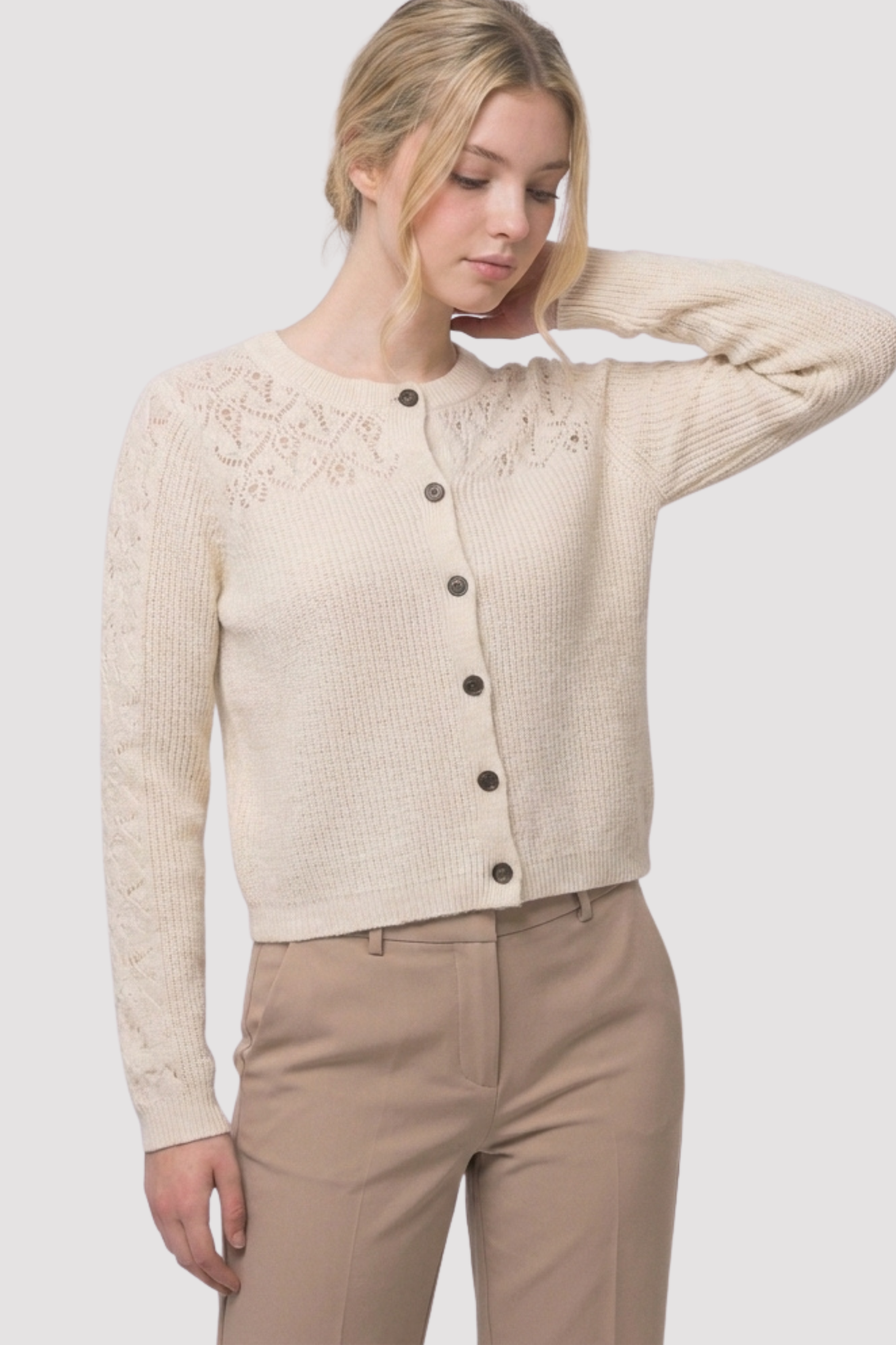 Off-White Crochet Button Cardi