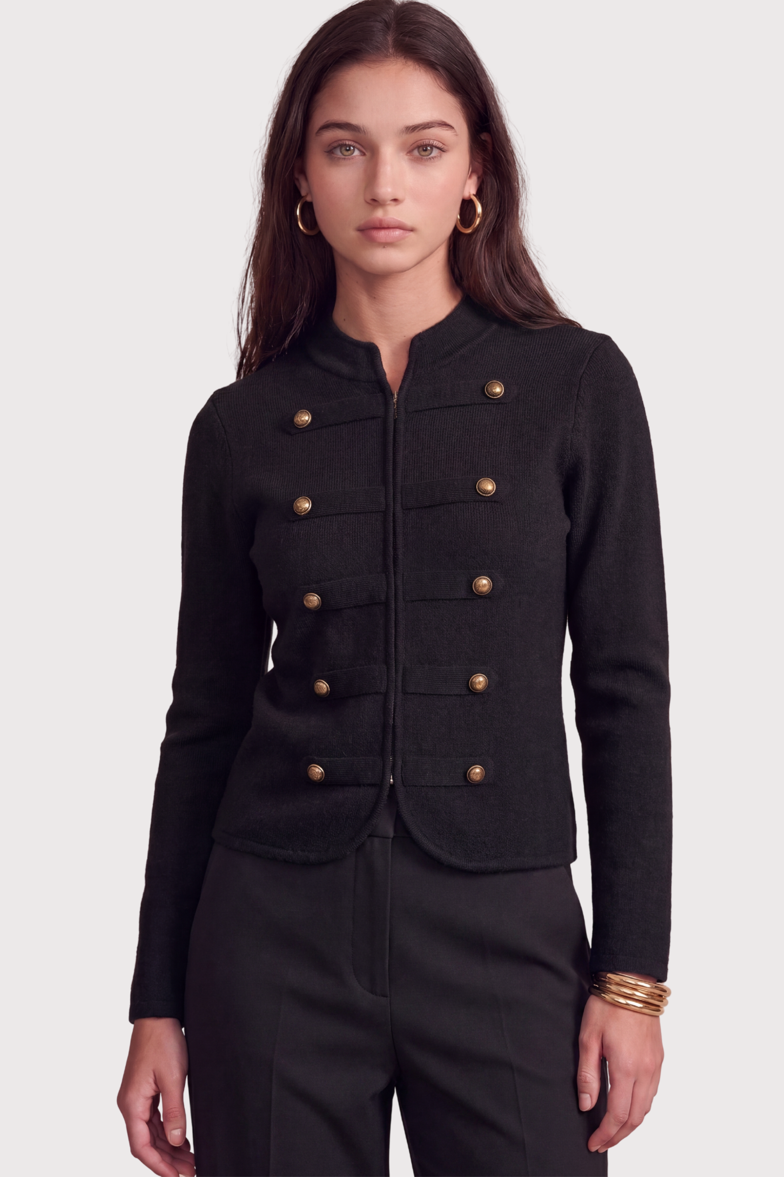 Knit Military Button Jacket