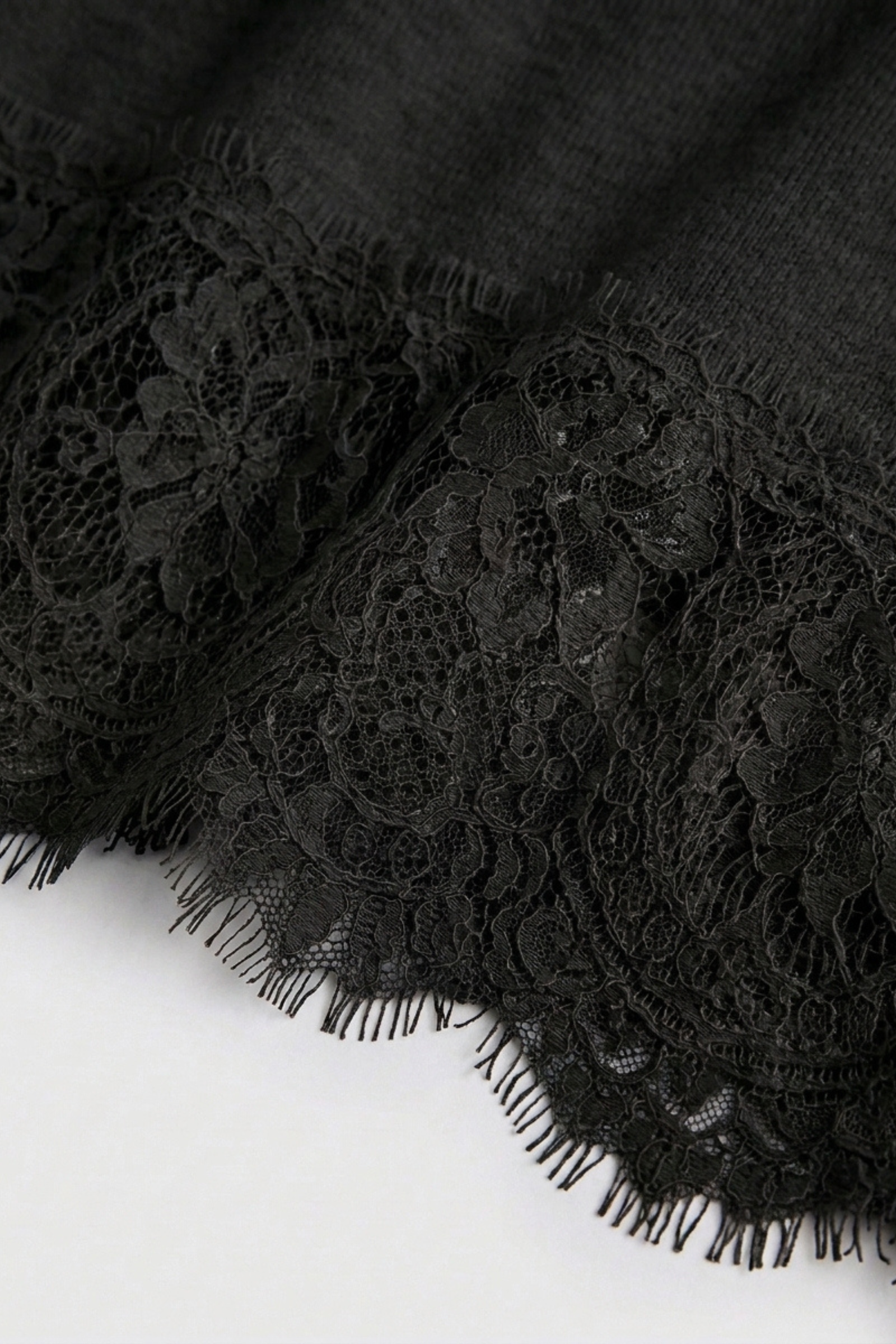 V-Neck Lace Hem Sweater