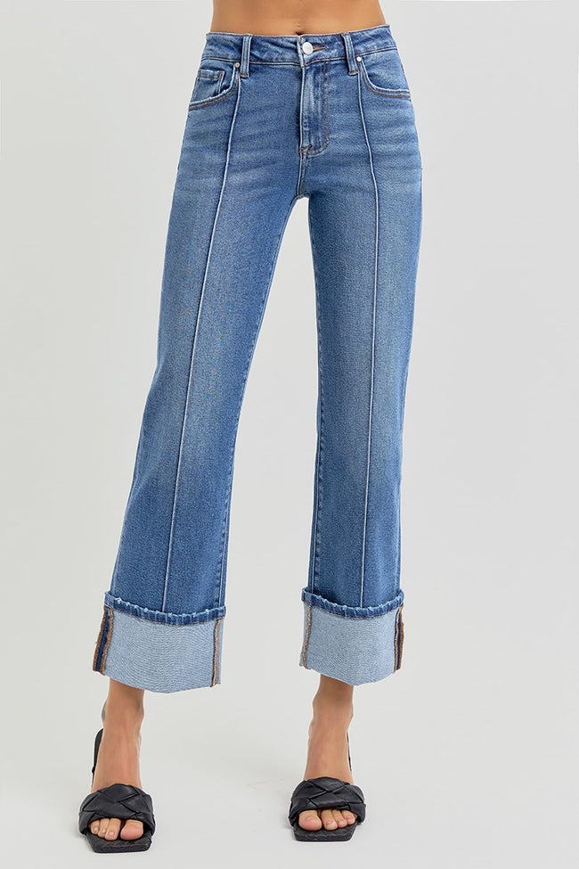 Medium Blue Center Seam Cuff Jeans