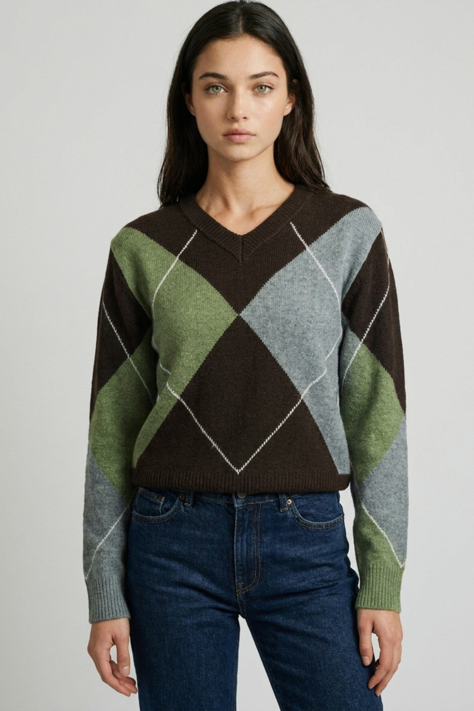 Argyle V-Neck Sweater