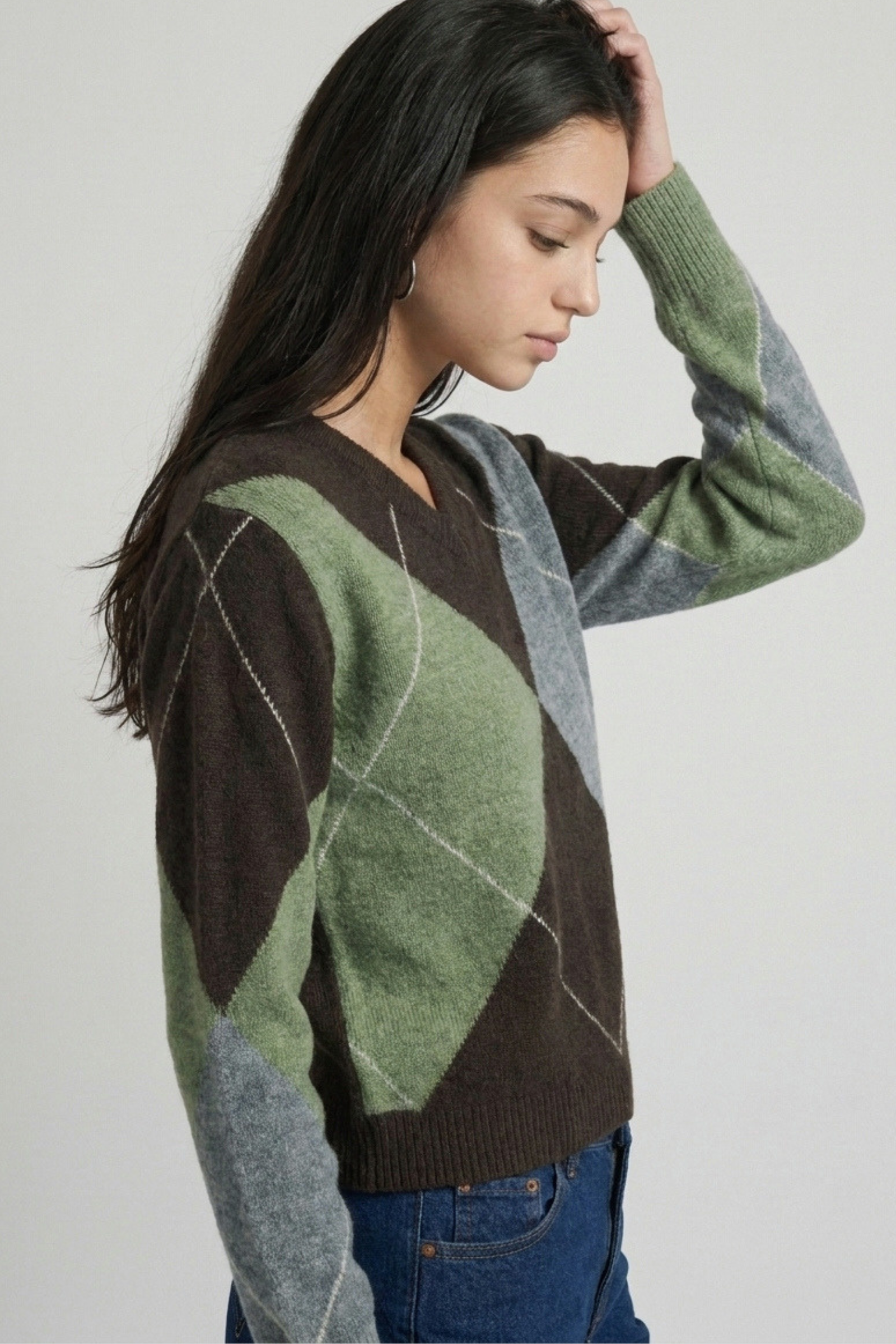Argyle V-Neck Sweater