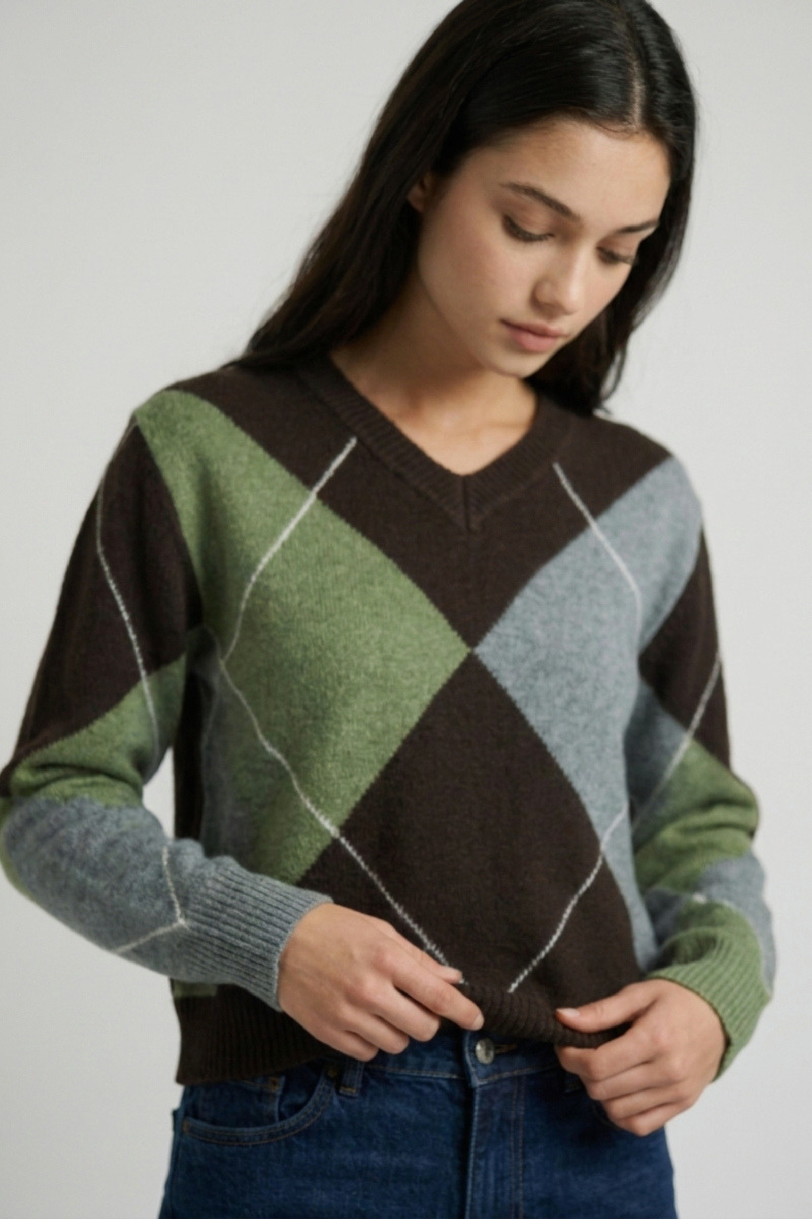 Argyle V-Neck Sweater