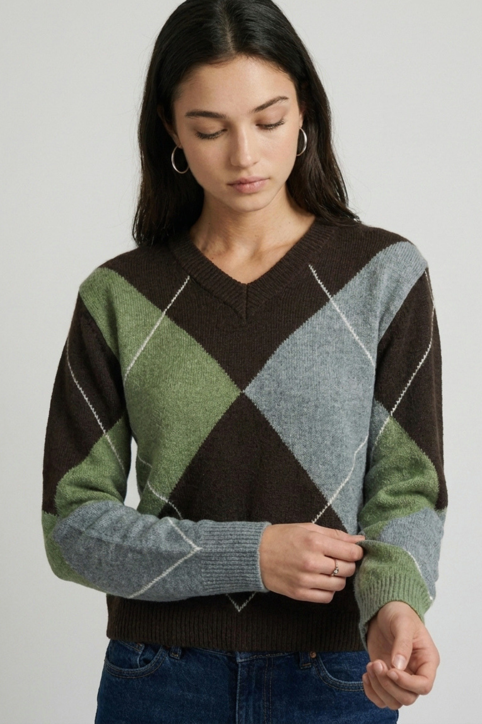 Argyle V-Neck Sweater