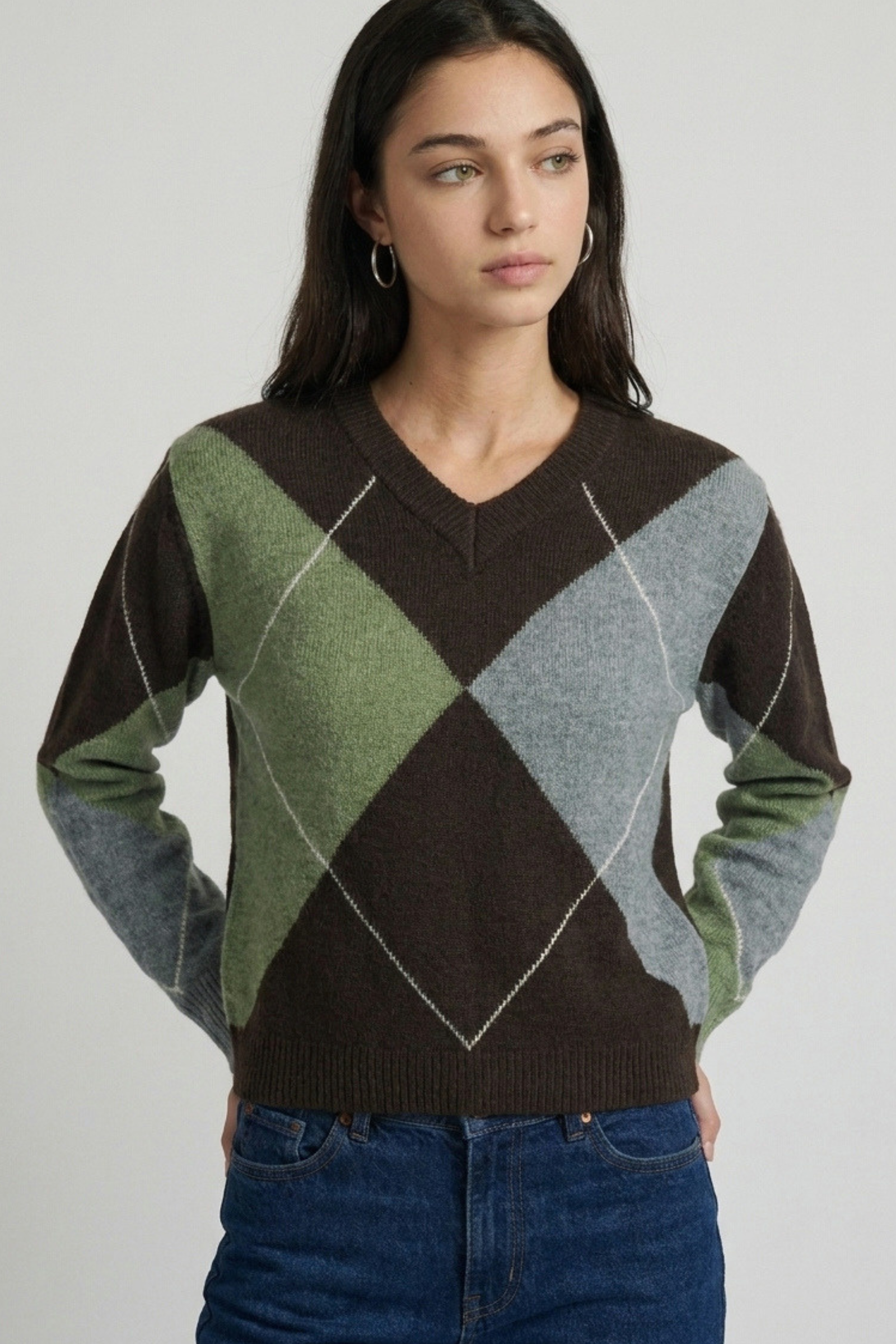 Argyle V-Neck Sweater