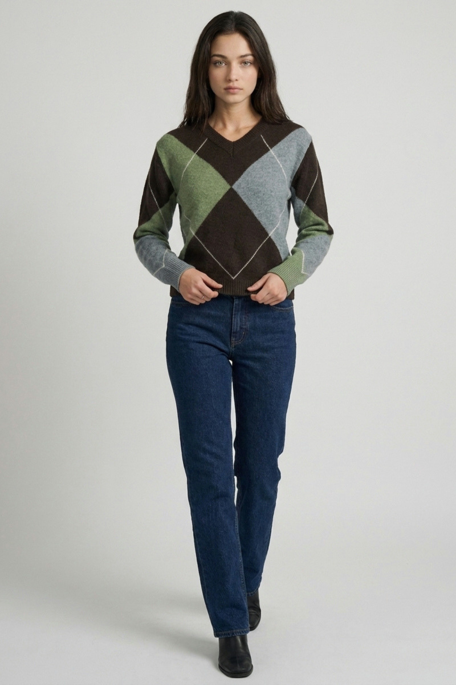 Argyle V-Neck Sweater