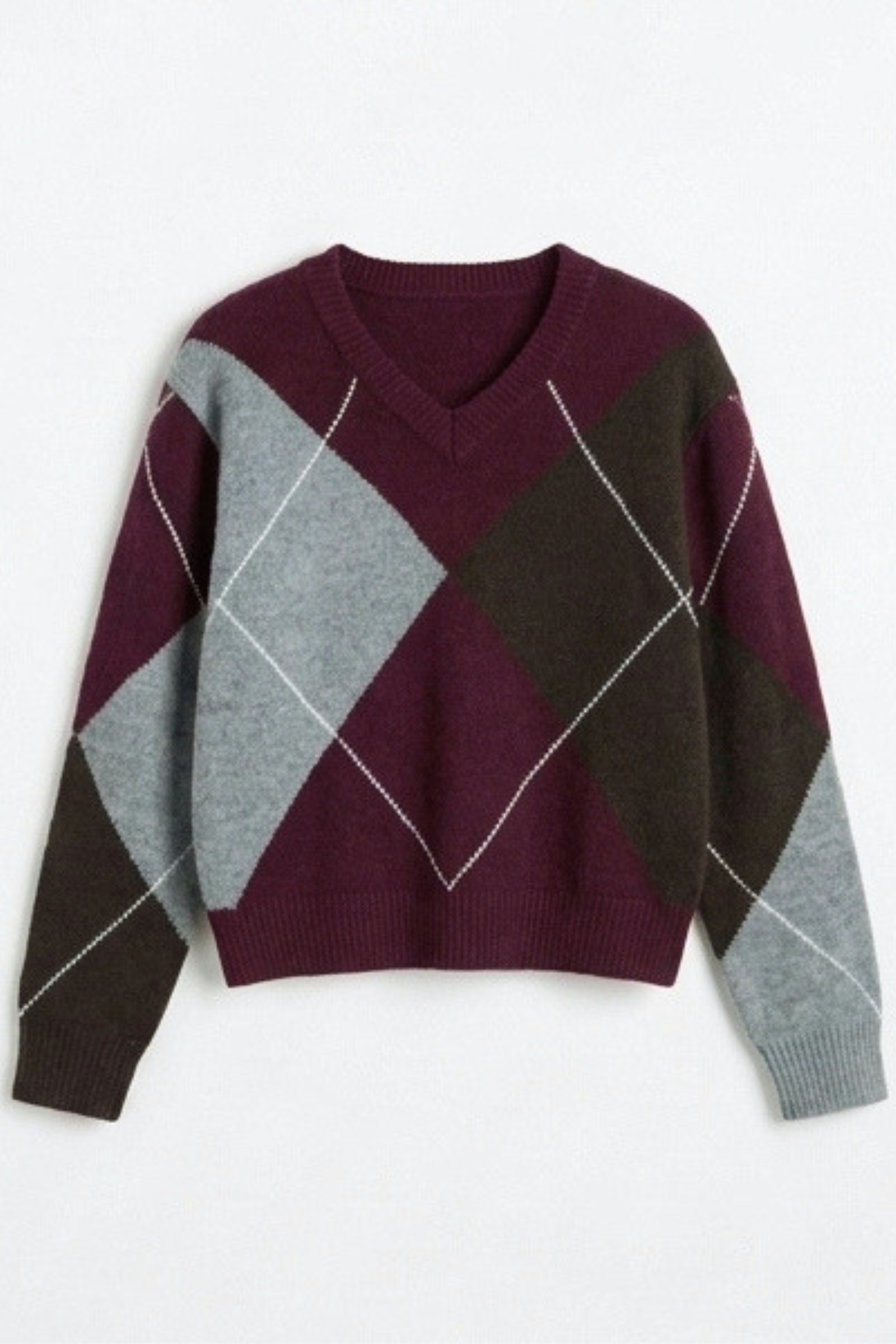 Argyle V-Neck Sweater