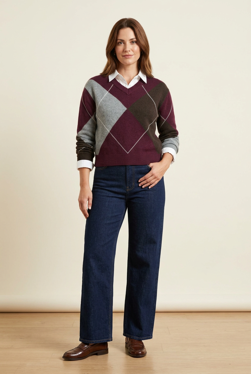 Argyle V-Neck Sweater