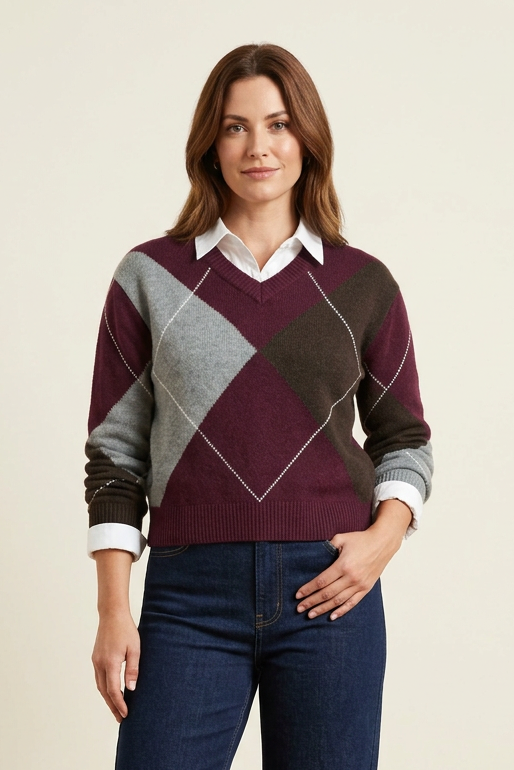 Argyle V-Neck Sweater