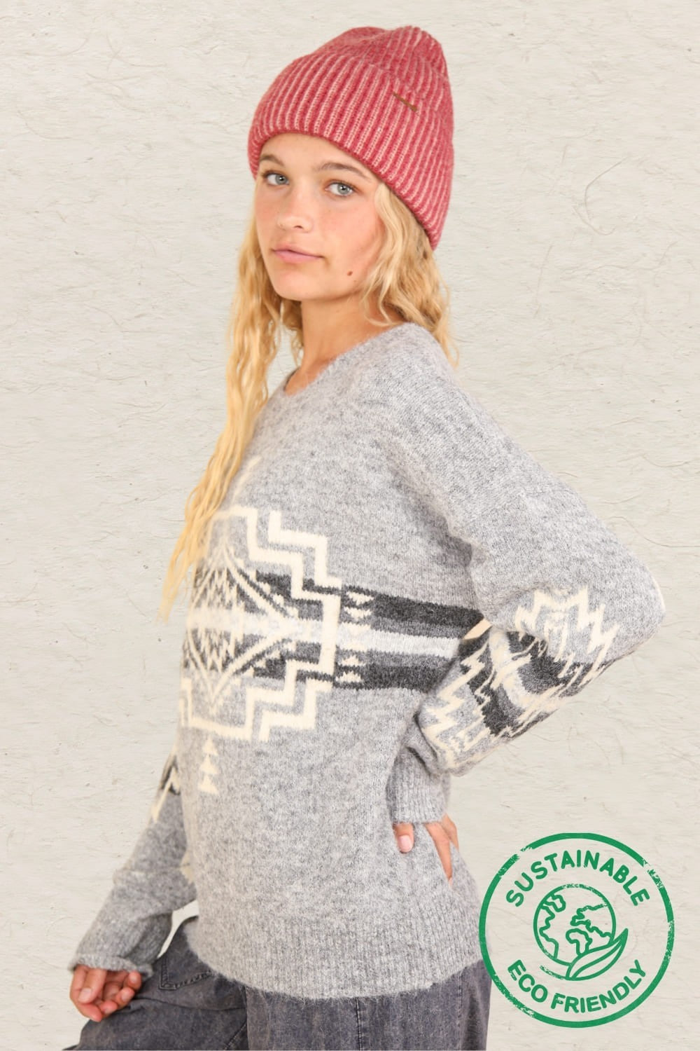 Grey Knit Nordic Sweater