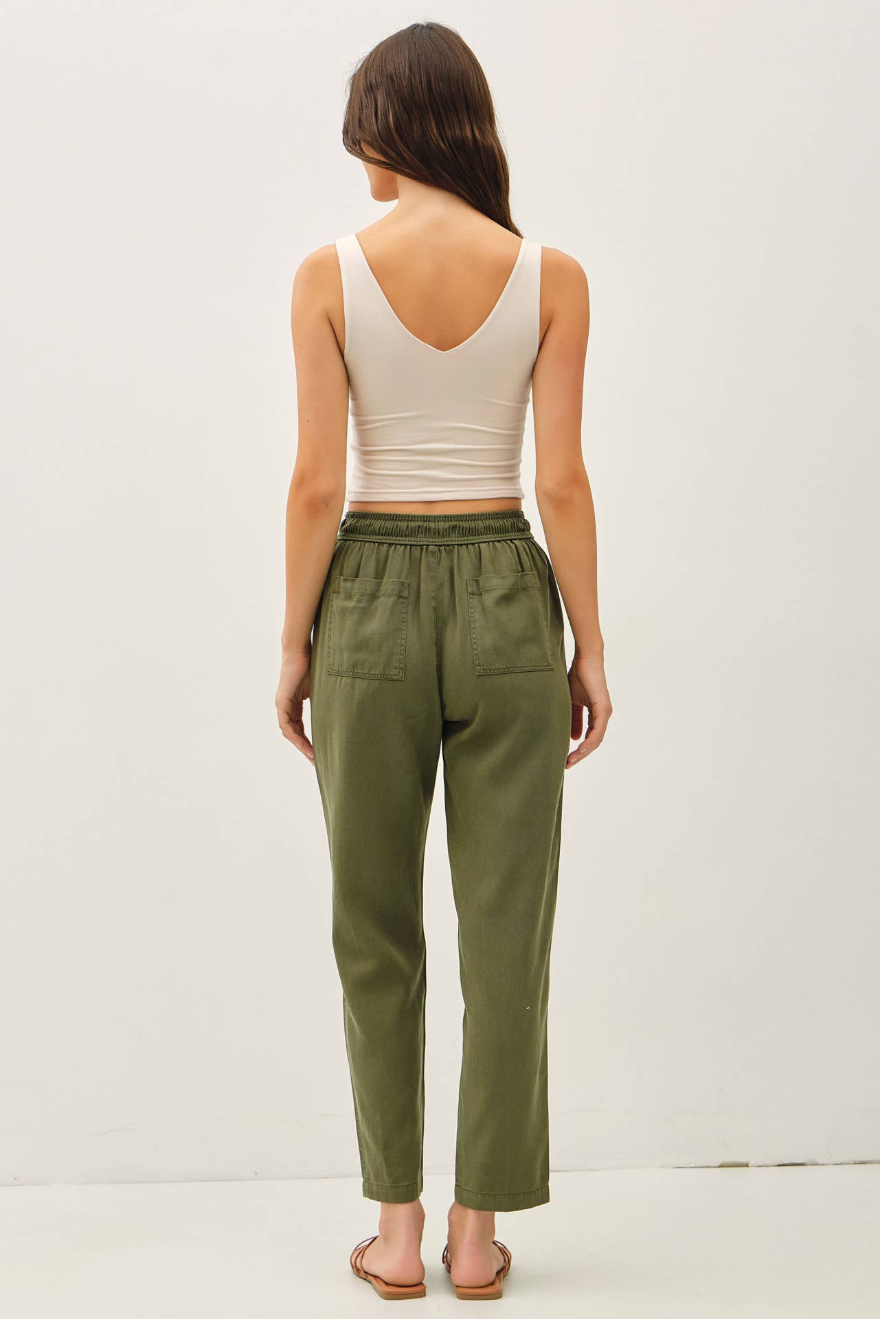 Olive Tercel Tie Waist Pants