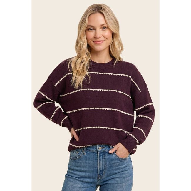 Blanket Stitch Stripe Sweater