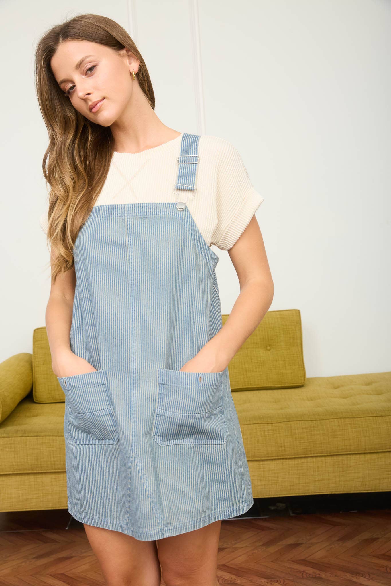 Denim Stripe Overall Dress