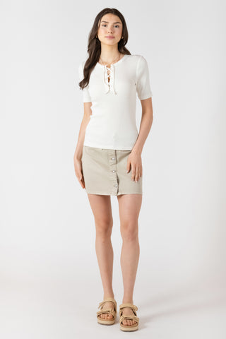 Mocha Engineer Stripe Button Up Top