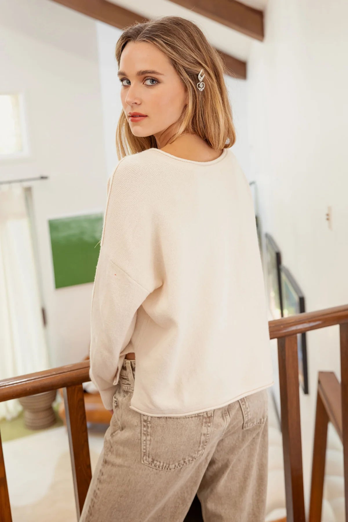 Oatmeal Exposed Seam Sweater