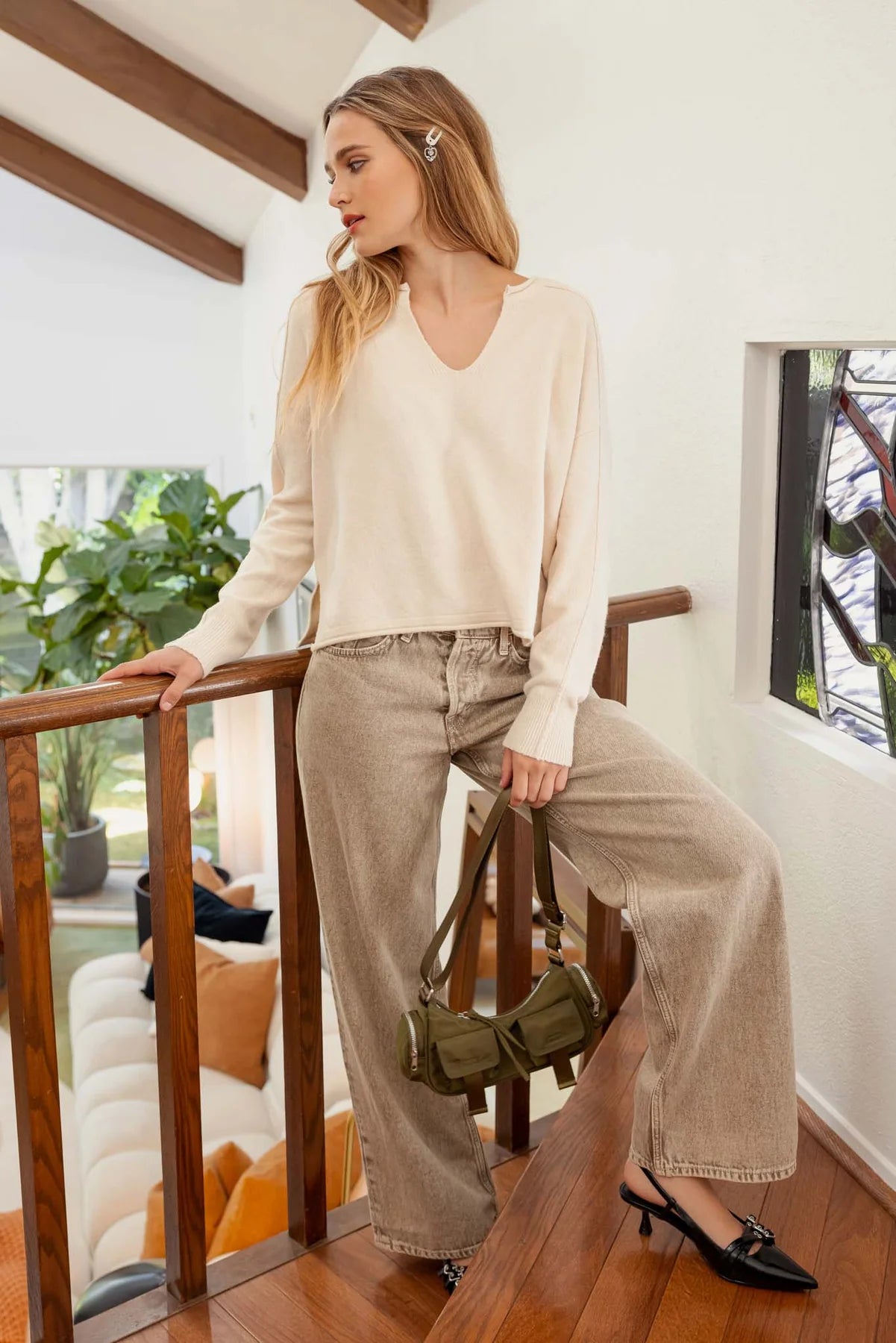 Oatmeal Exposed Seam Sweater