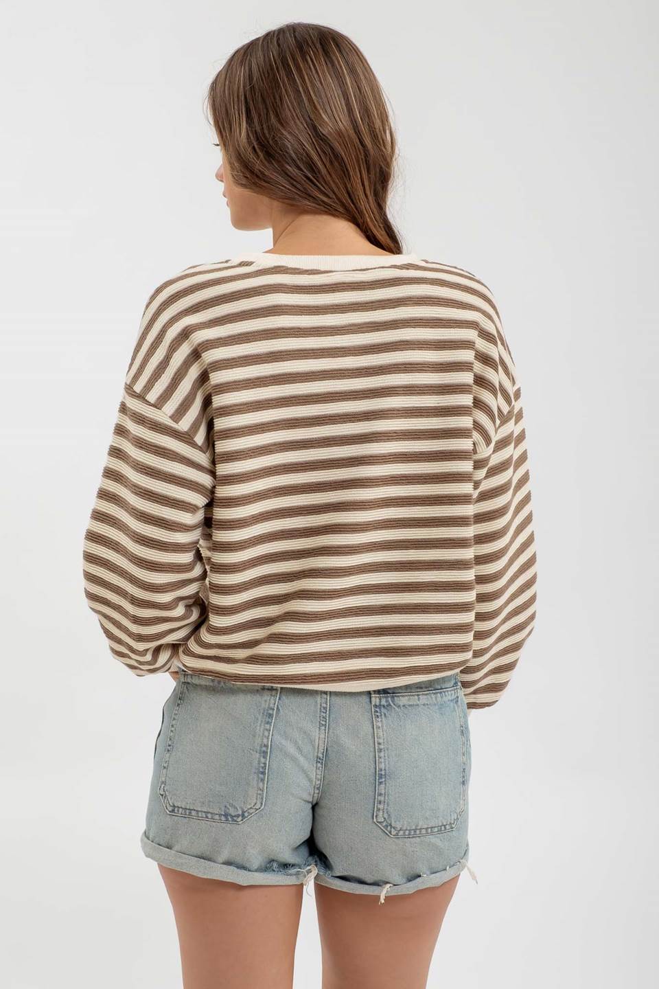 Mocha Stripe Rugby Sweatshirt