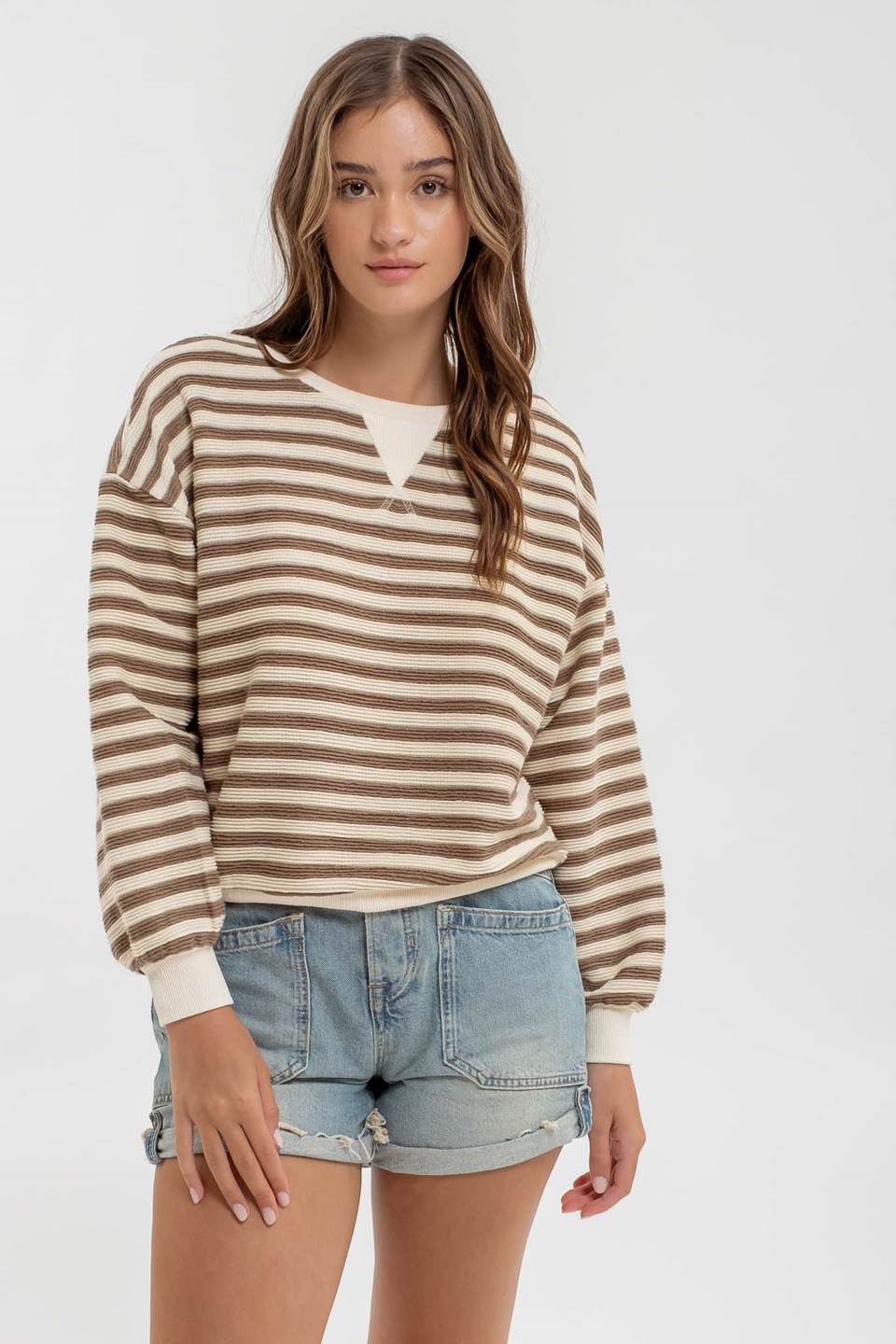 Mocha Stripe Rugby Sweatshirt