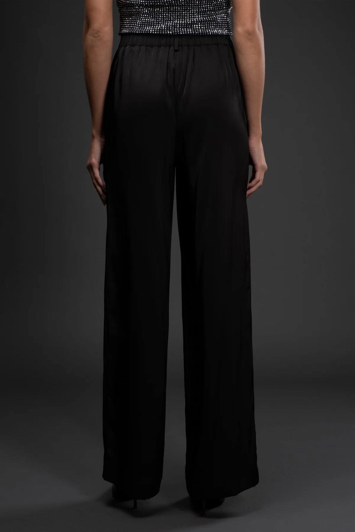 High Waist Wide Leg Satin Trousers