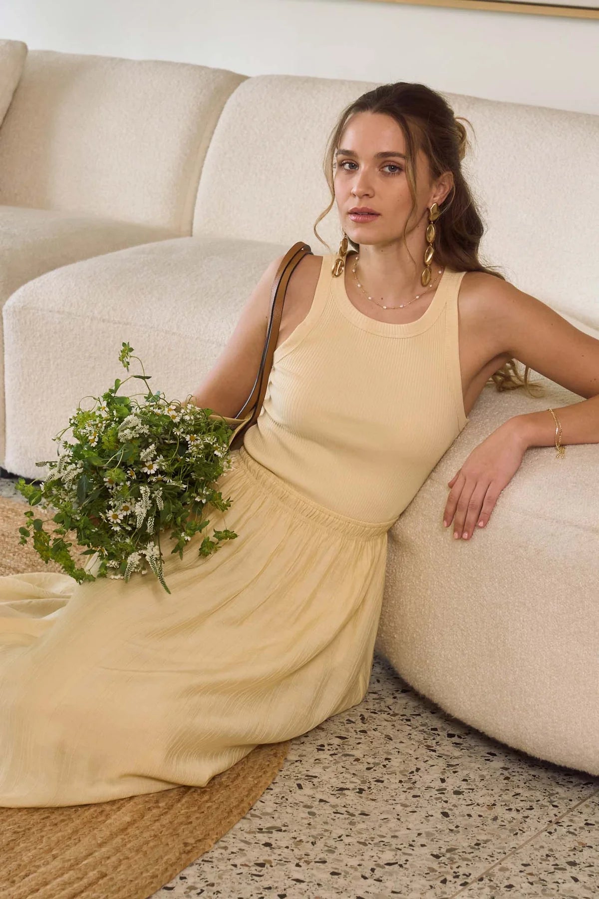 Butter Yellow Twofer Midi Dress