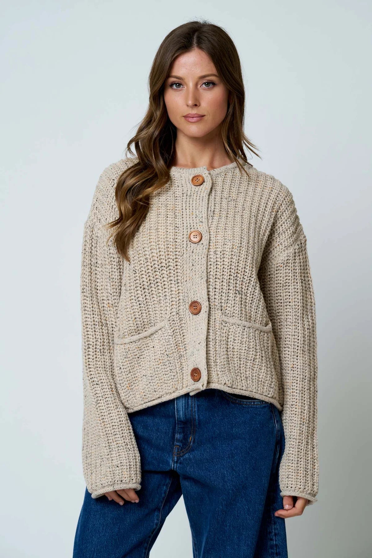 Chunky Knit Wood Button Cardi