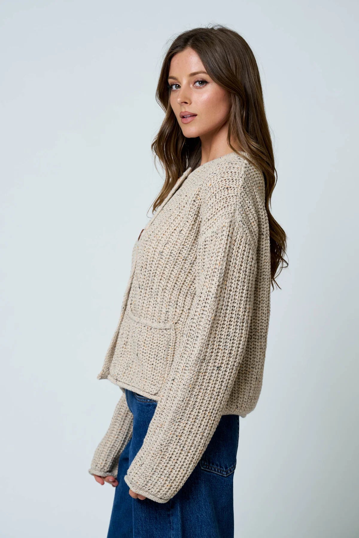 Chunky Knit Wood Button Cardi