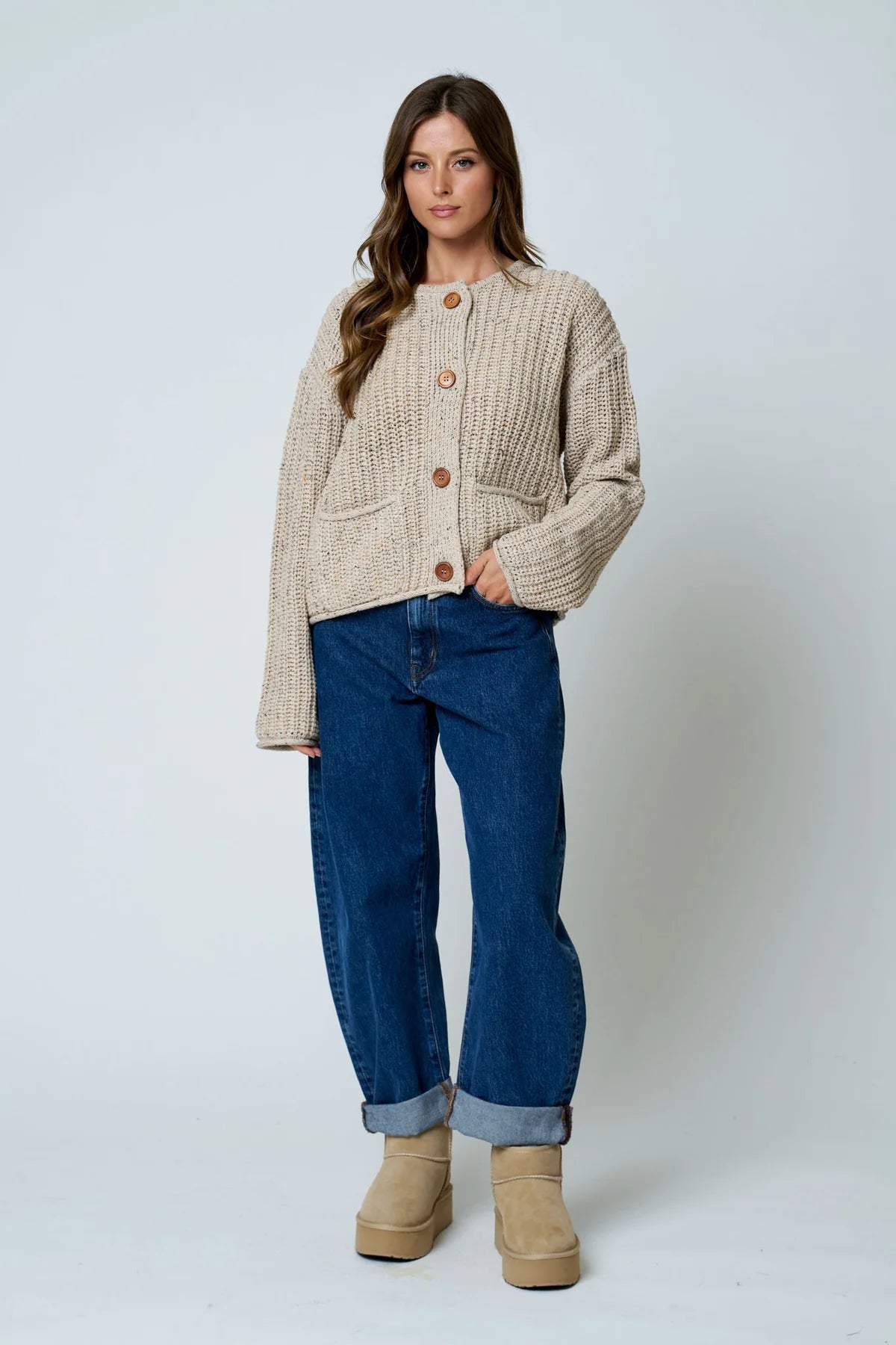 Chunky Knit Wood Button Cardi