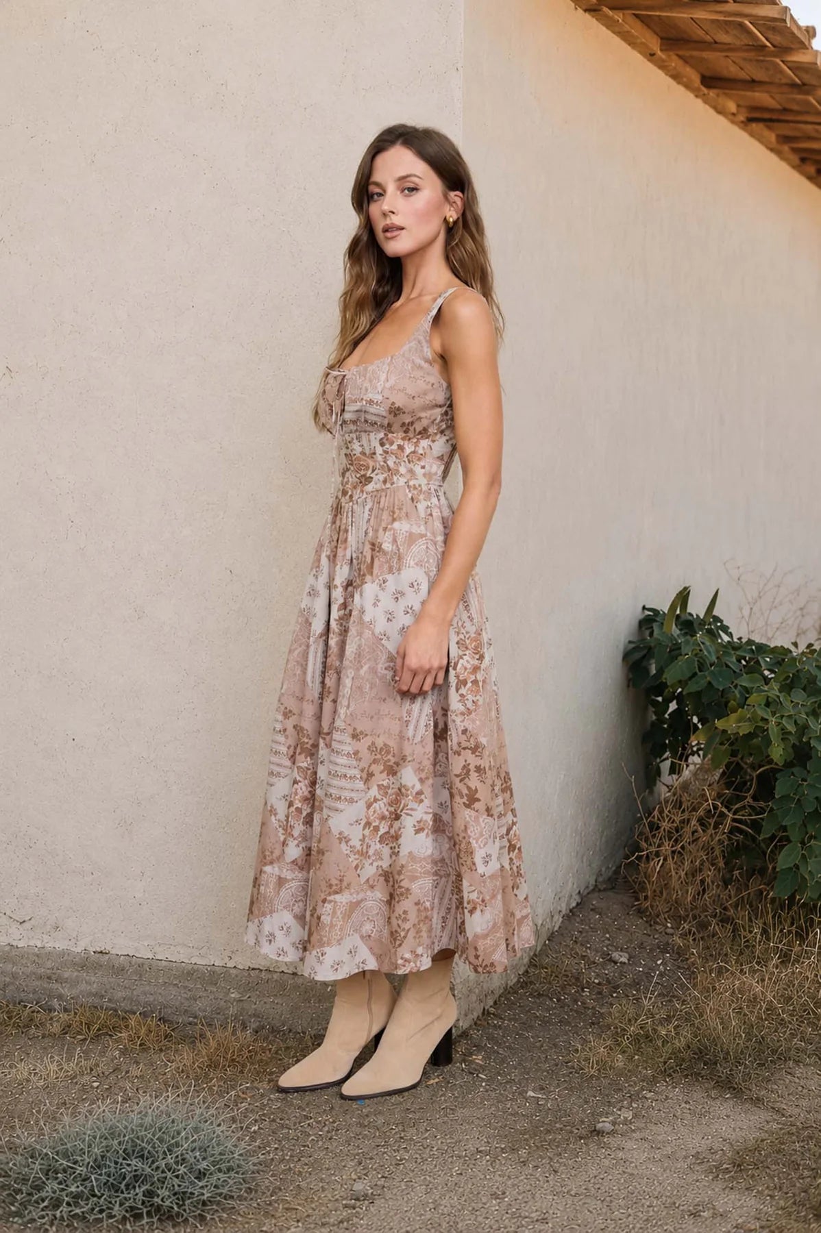 Dusty Blush Floral Corset Dress